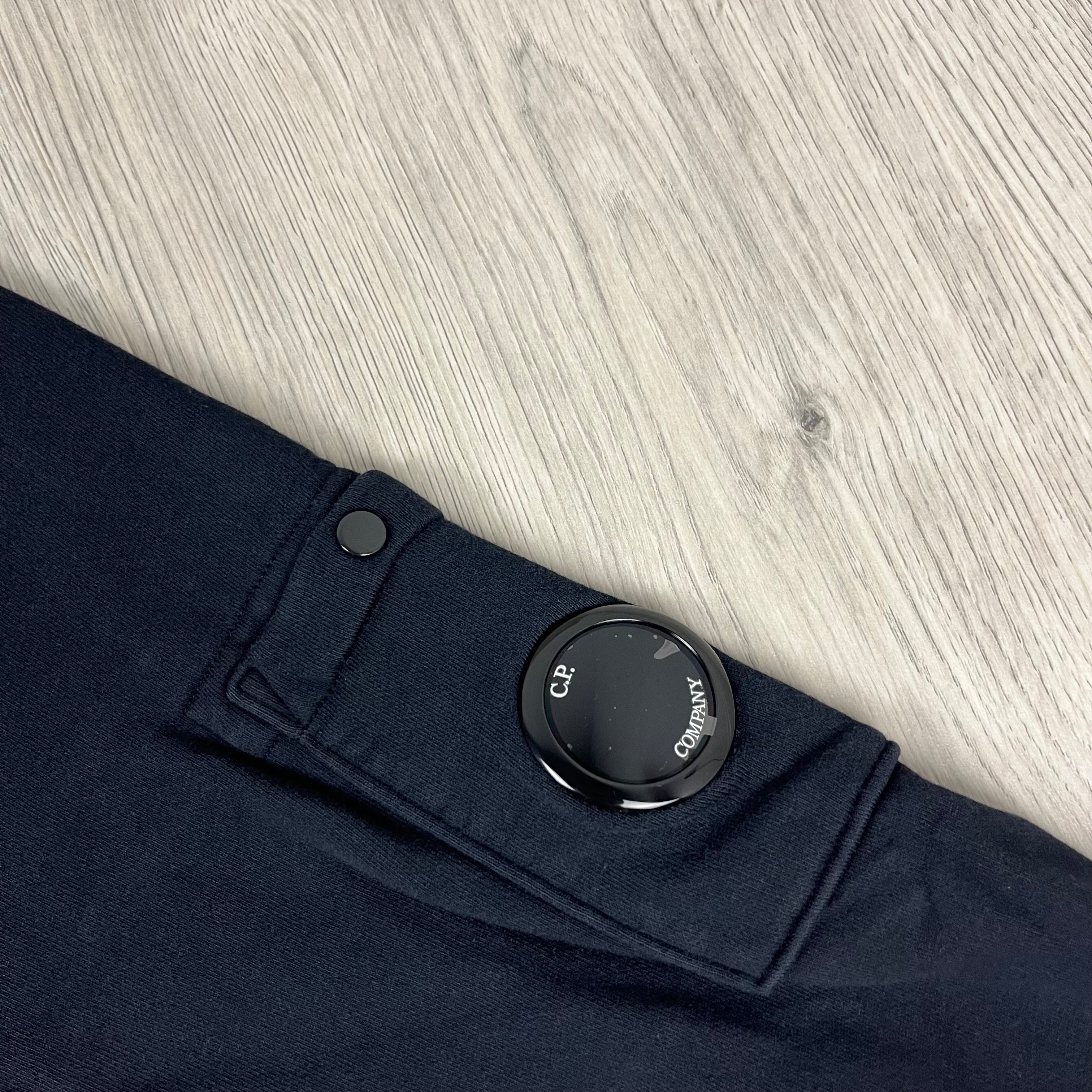 CP Company Raised Fleece Zip Sweatshirt - Navy Ironleague