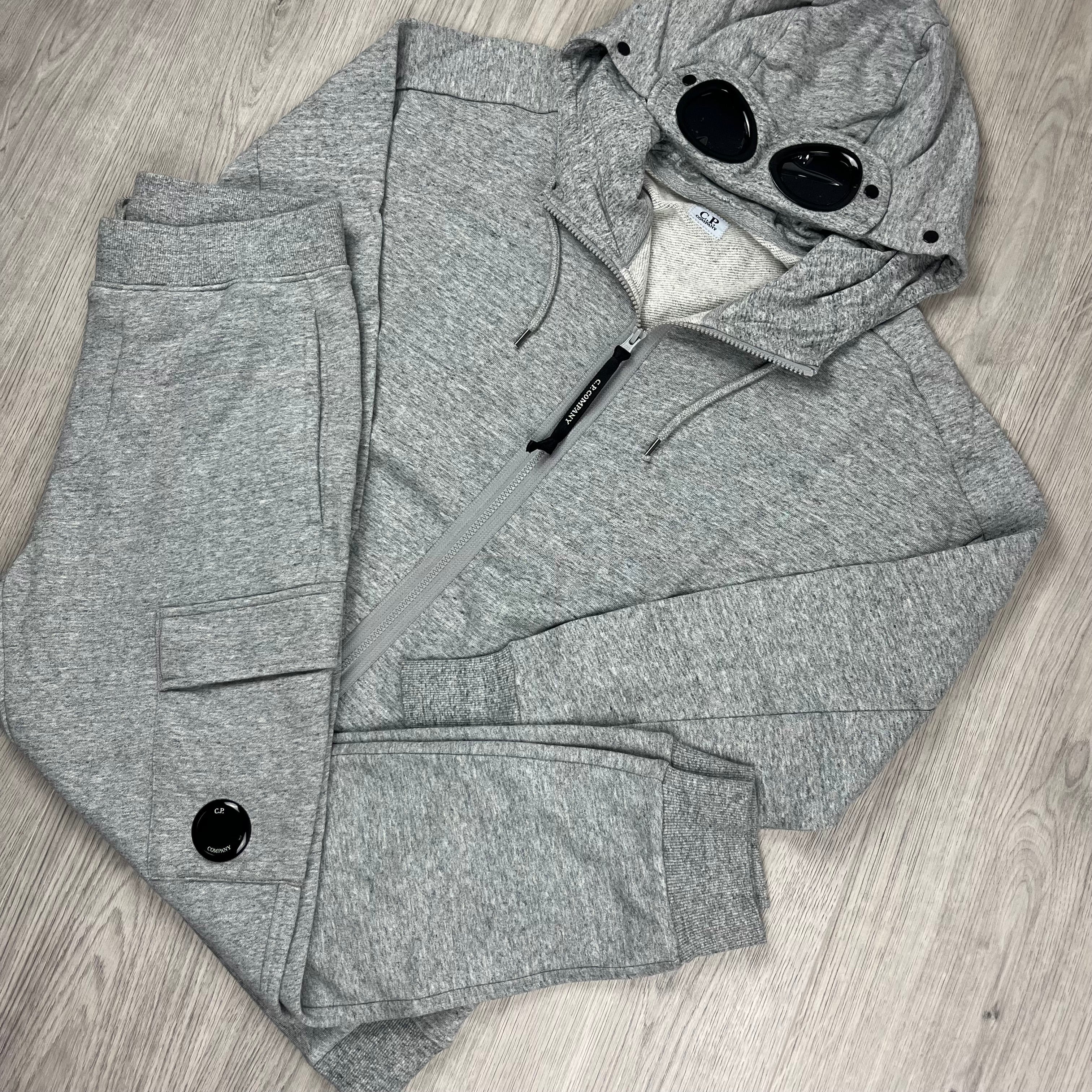 CP Company Raised Fleece Tracksuit - Grey Ironleague