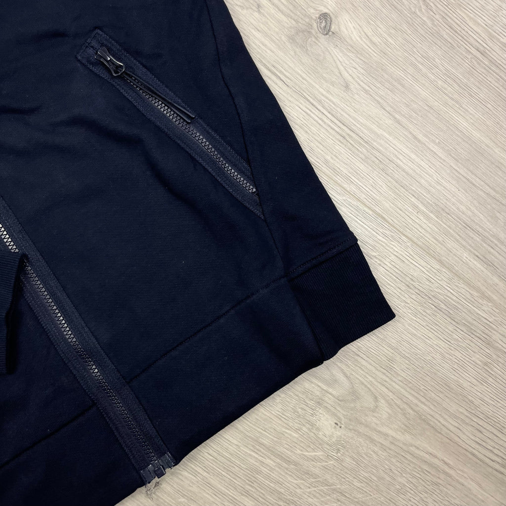 CP Company Raised Fleece Zip Hoodie - Navy Ironleague