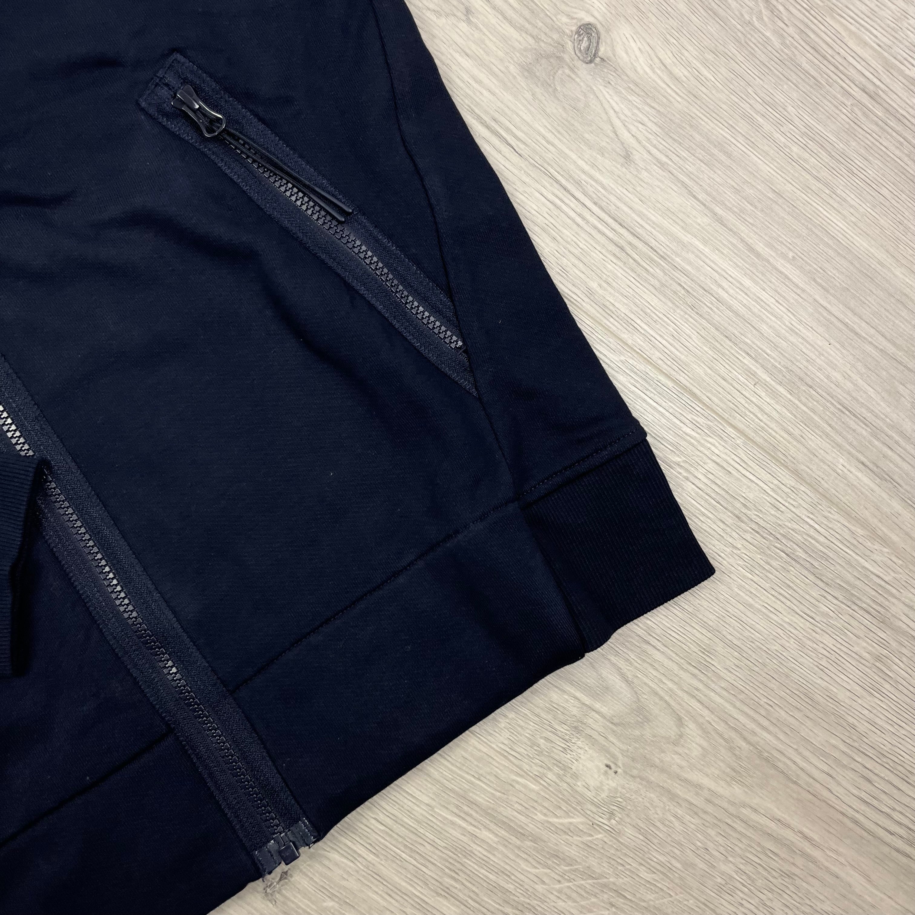CP Company Raised Fleece Zip Hoodie - Navy Ironleague