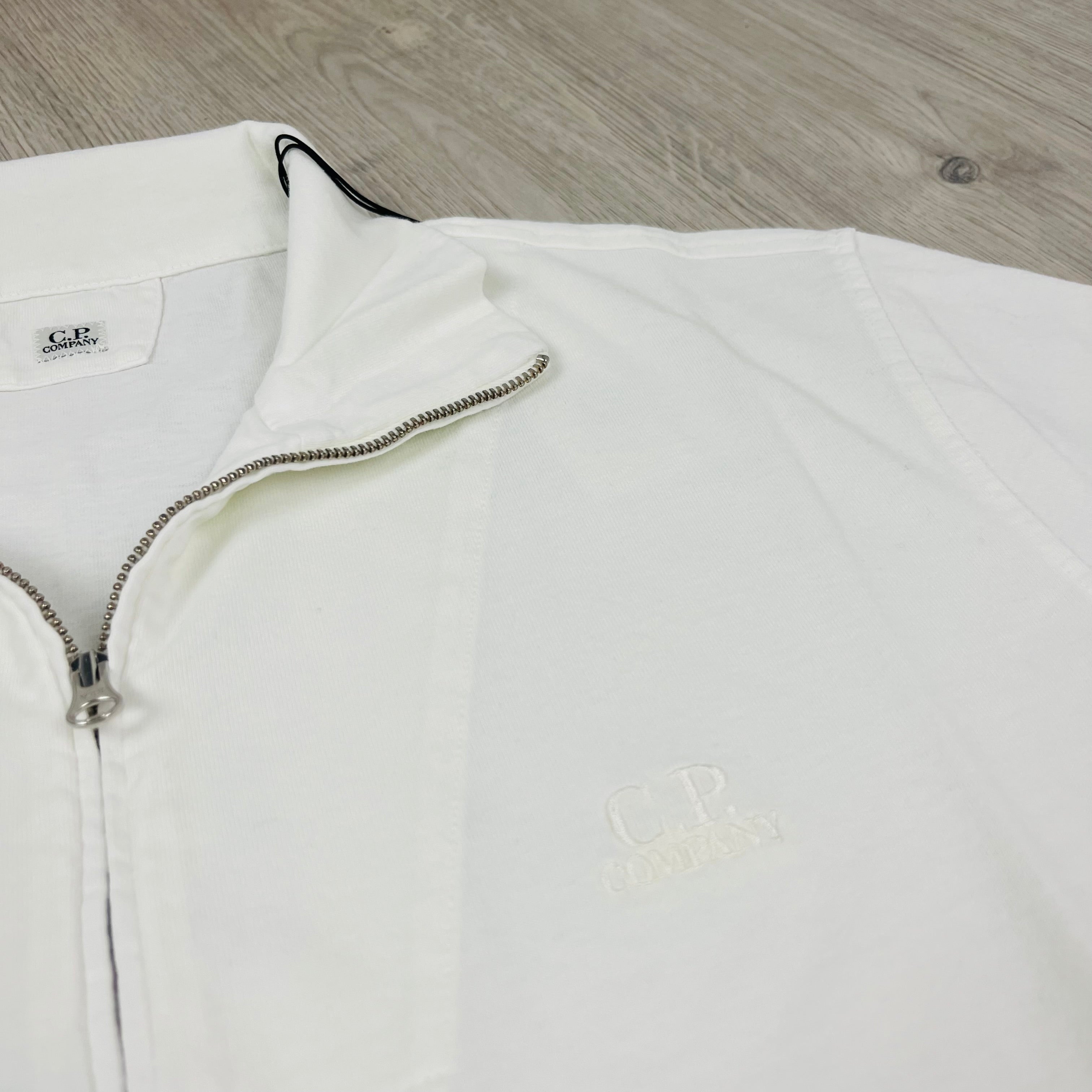CP Company Zip Polo Shirt - White Ironleague