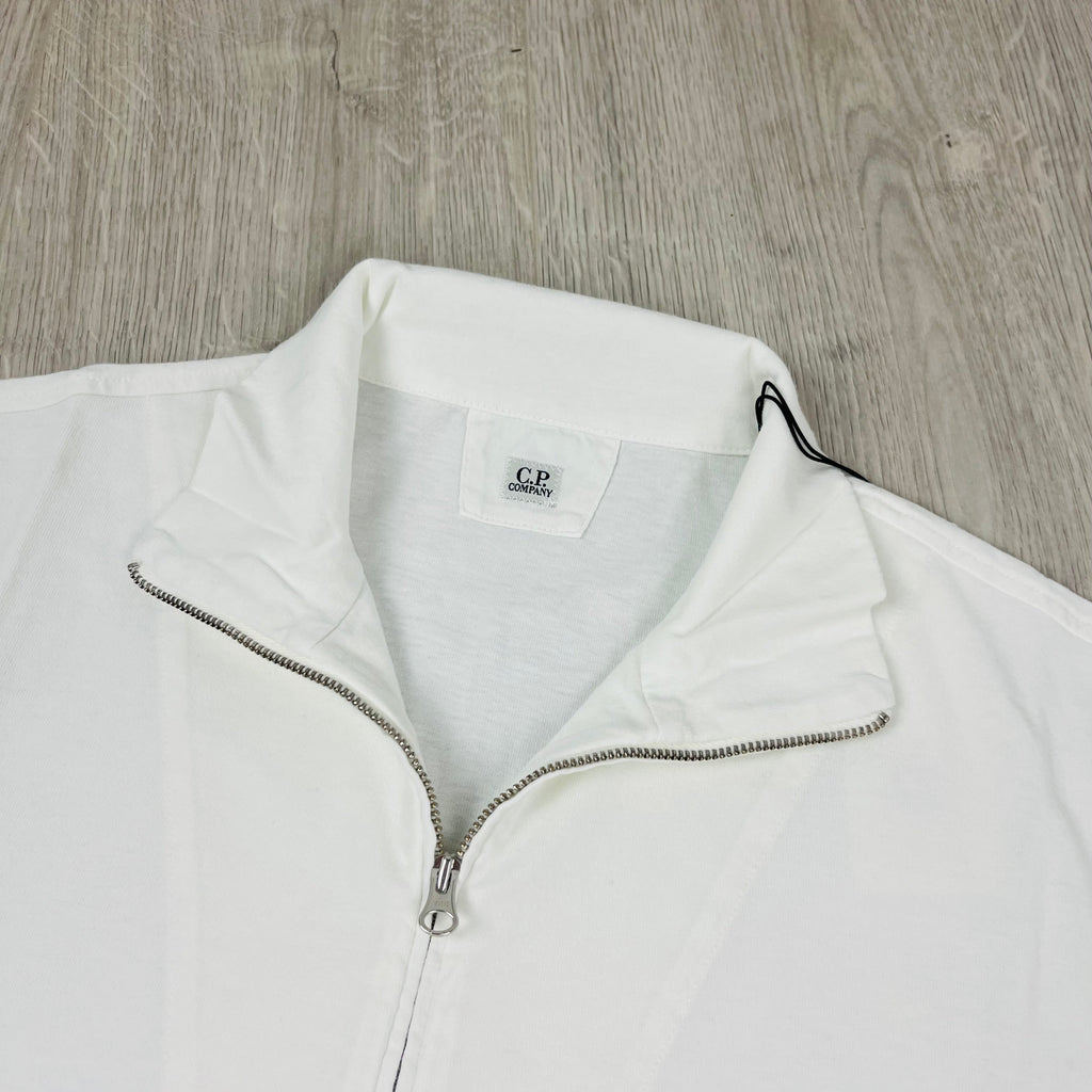 CP Company Zip Polo Shirt - White Ironleague