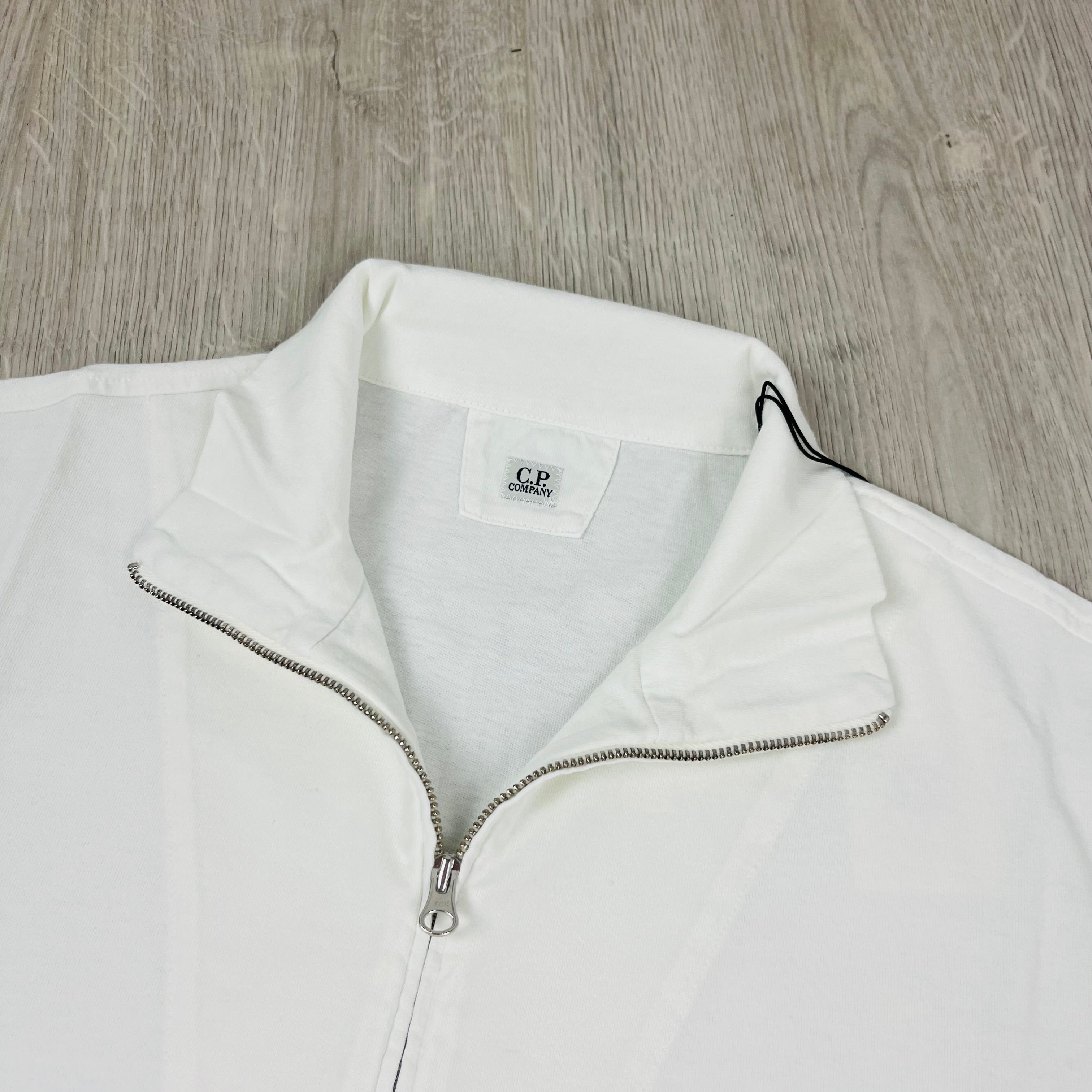 CP Company Zip Polo Shirt - White Ironleague