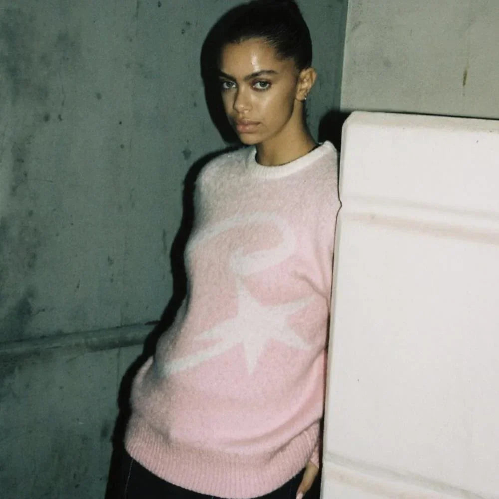 Corteiz C-Star More Hair Knit Sweater - Pink Ironleague