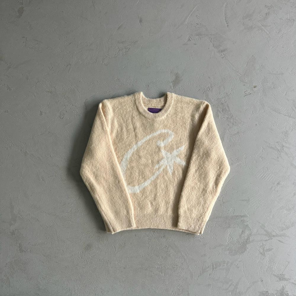 Corteiz C-Star More Hair Knit Sweater - Beige Ironleague