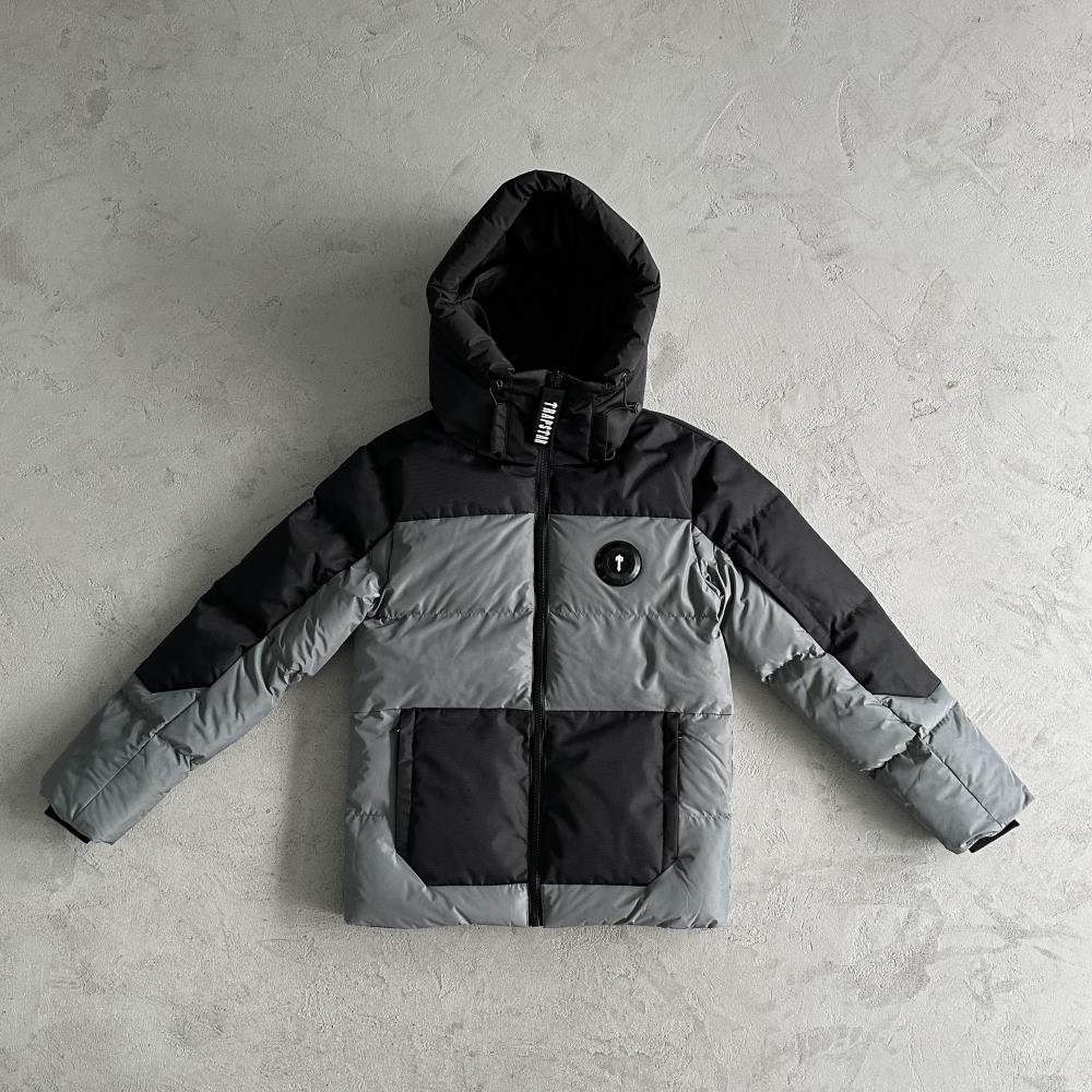 Trapstar Decoded Puffer Jacket - Grey/Black Ironleague