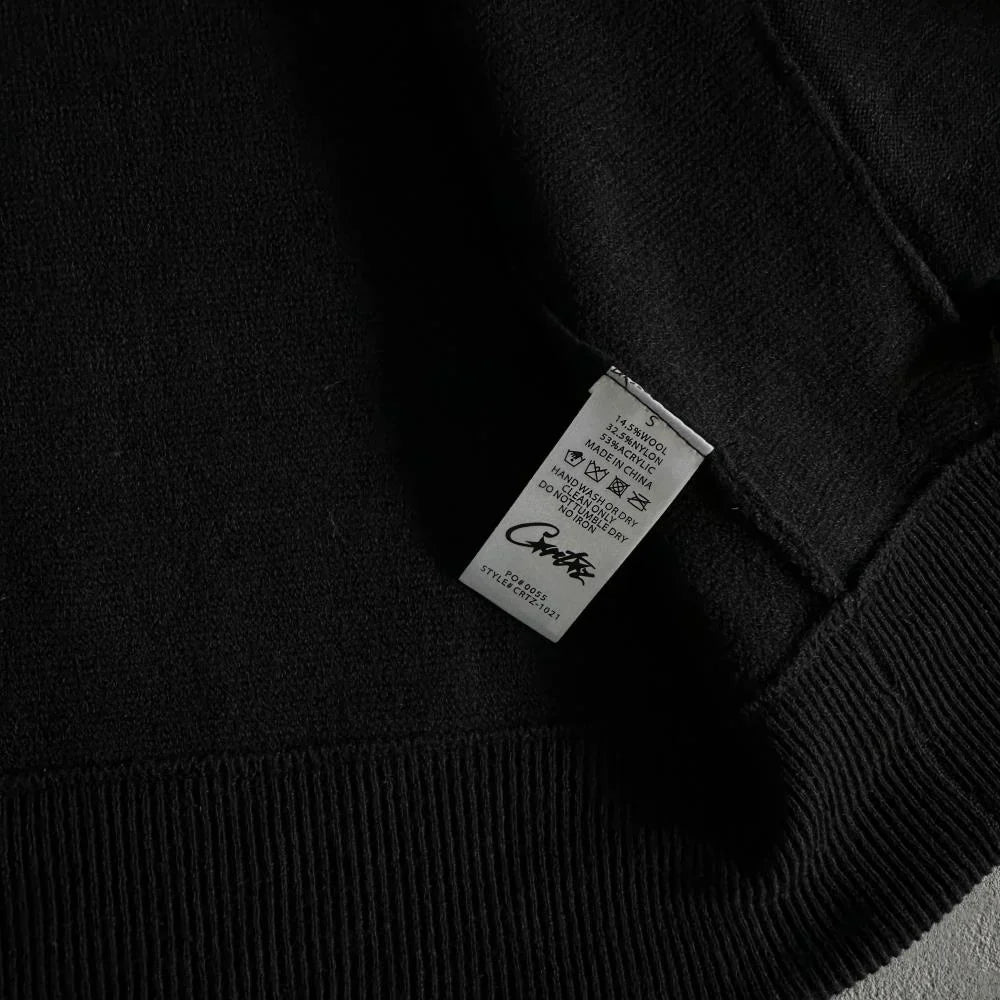 Corteiz Knit Zip-Up Fleece - Black Ironleague