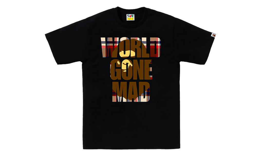 BAPE Check WGM Ape Head Overlap Tee Black 1J30 110 053 BLK
