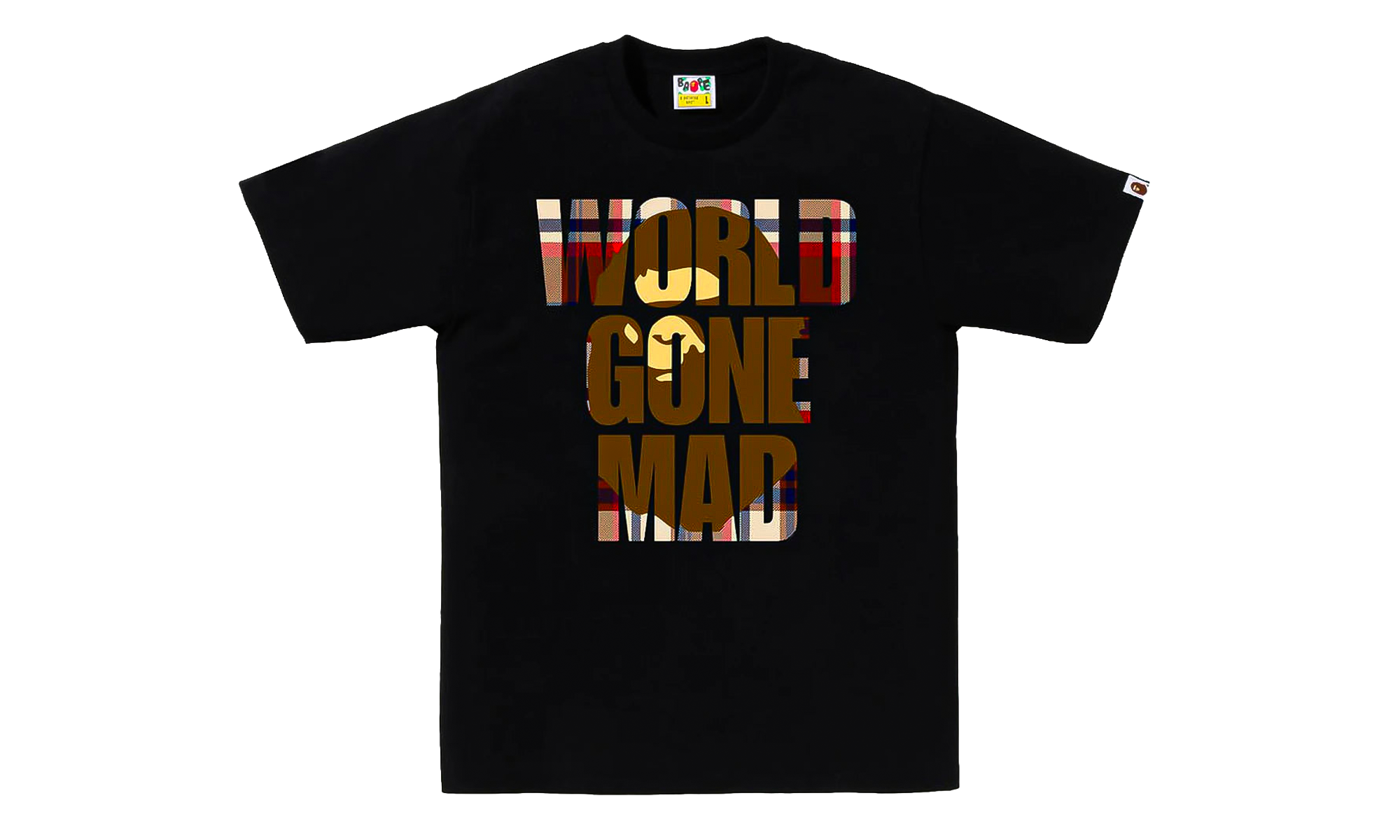 BAPE Check WGM Ape Head Overlap Tee Black 1J30 110 053 BLK
