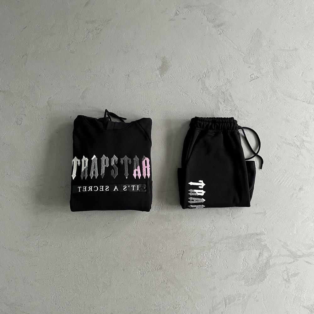 Trapstar Decoded Short Set - Black/Pink Ironleague