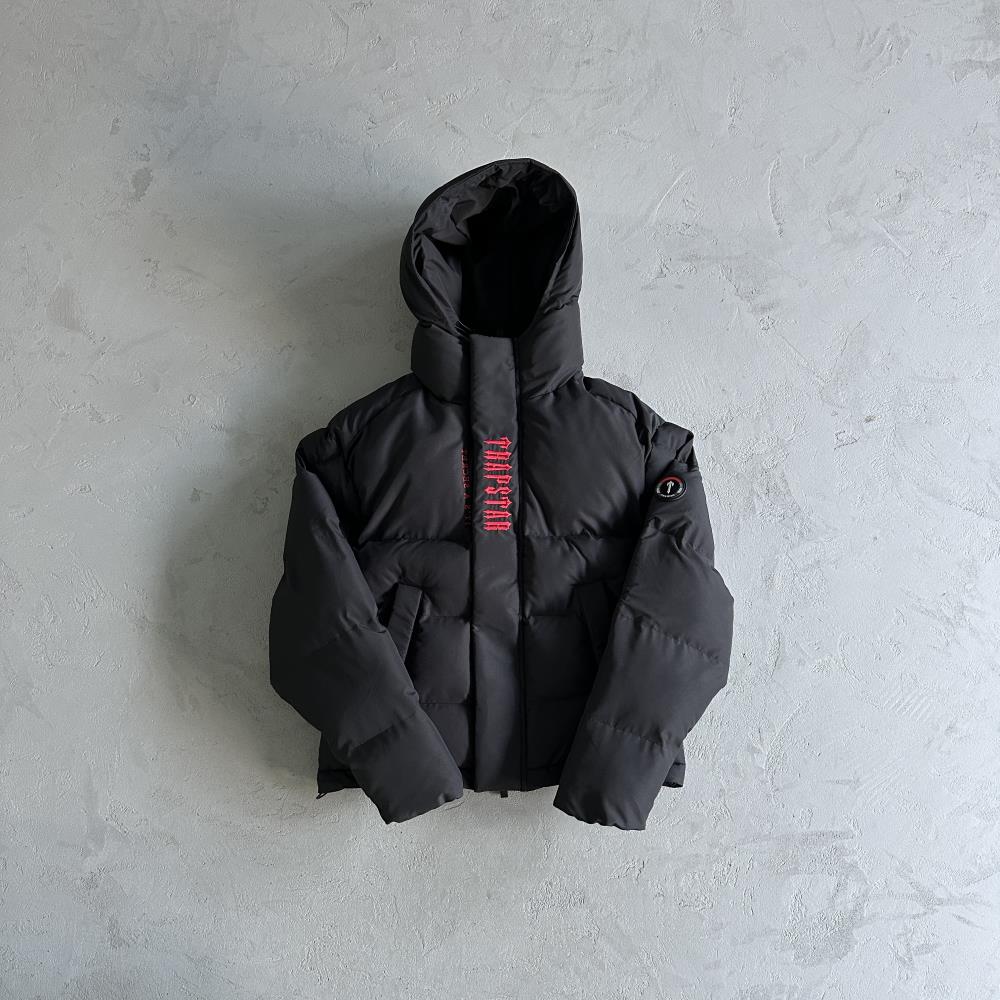 Trapstar Decoded 2.0 Hooded Puffer - Black/Red Ironleague