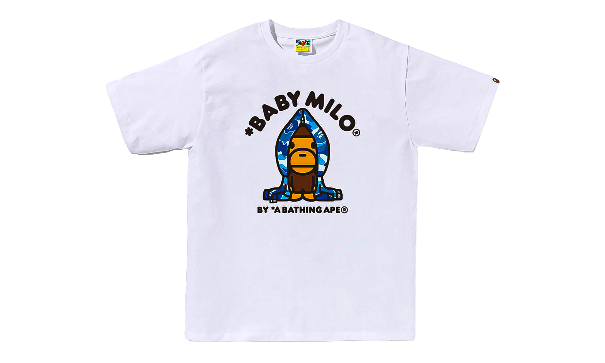 BAPE ABC Camo Milo Hoodie SS Tee White/Blue Camo 0ZXTEMX00510Q WHK