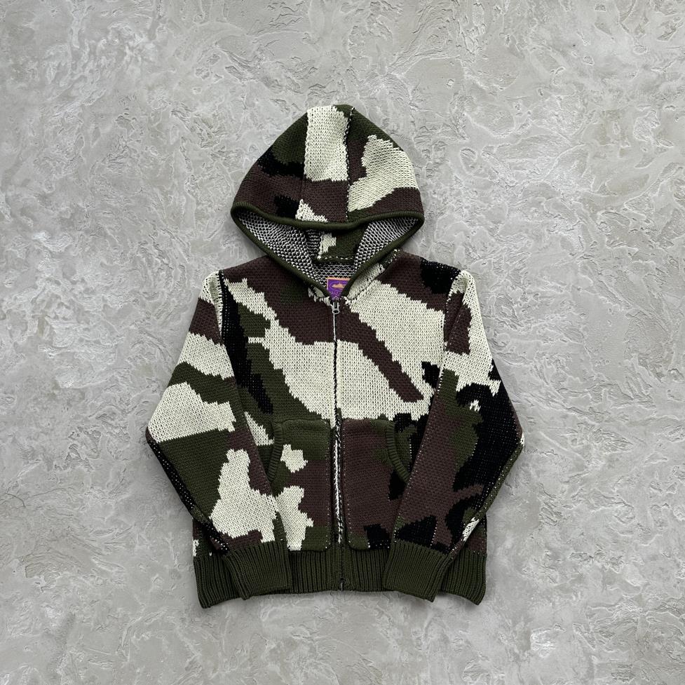 Corteiz Alcatraz Heavy Knit Zip Hoodie - Camo Ironleague
