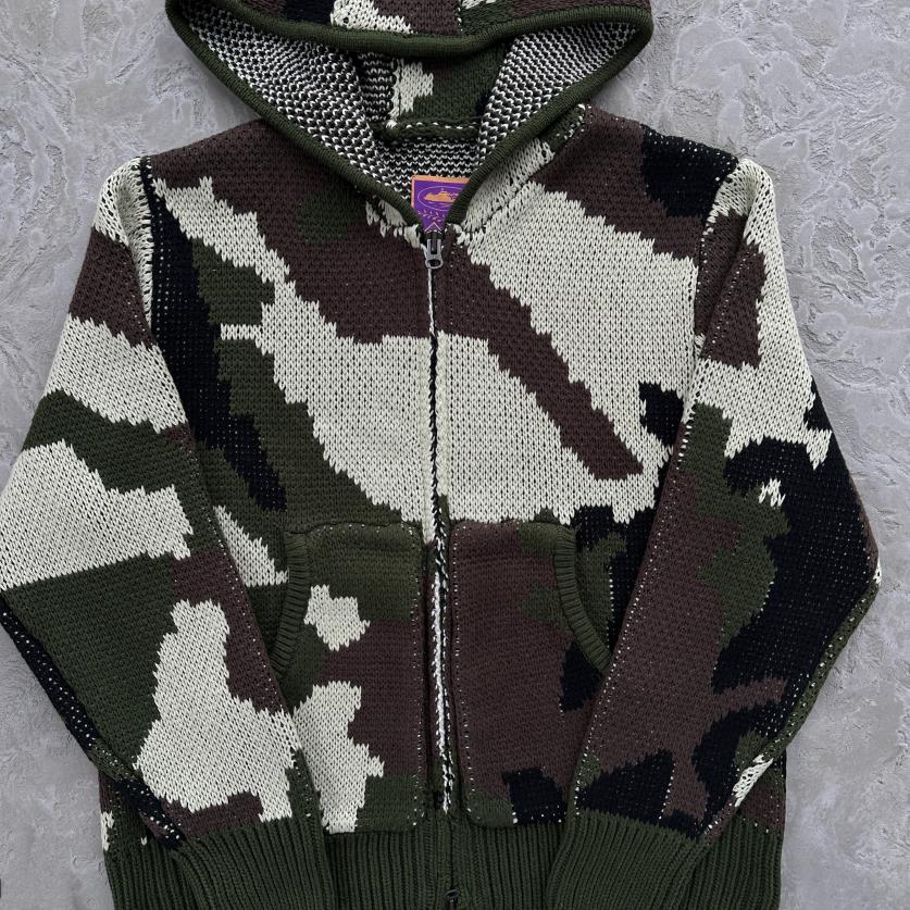Corteiz Alcatraz Heavy Knit Zip Hoodie - Camo Ironleague