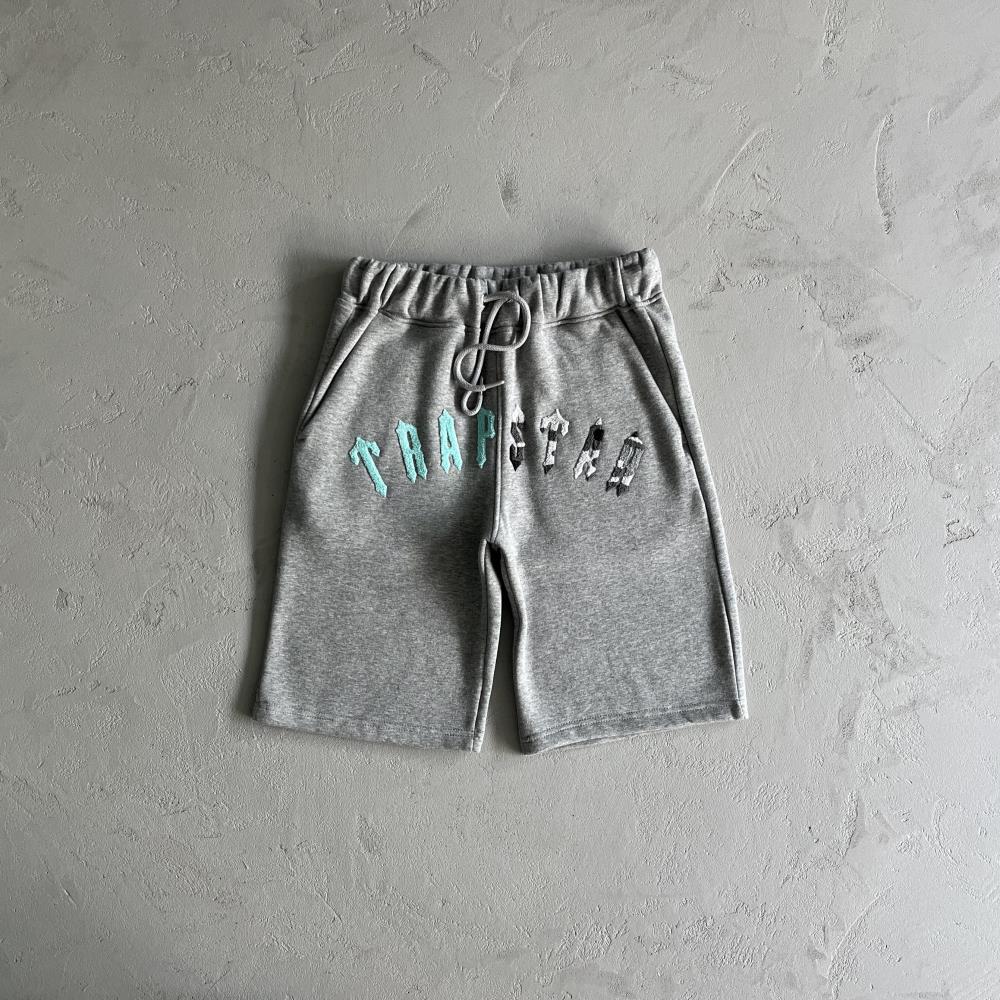 Trapstar Irongate Chenille Arch Short Set - Grey/Sea Blue Ironleague