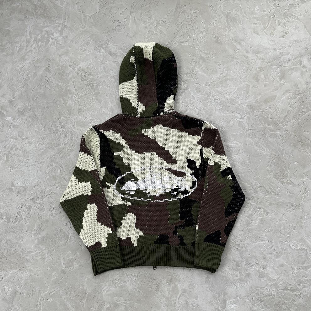 Corteiz Alcatraz Heavy Knit Zip Hoodie - Camo Ironleague