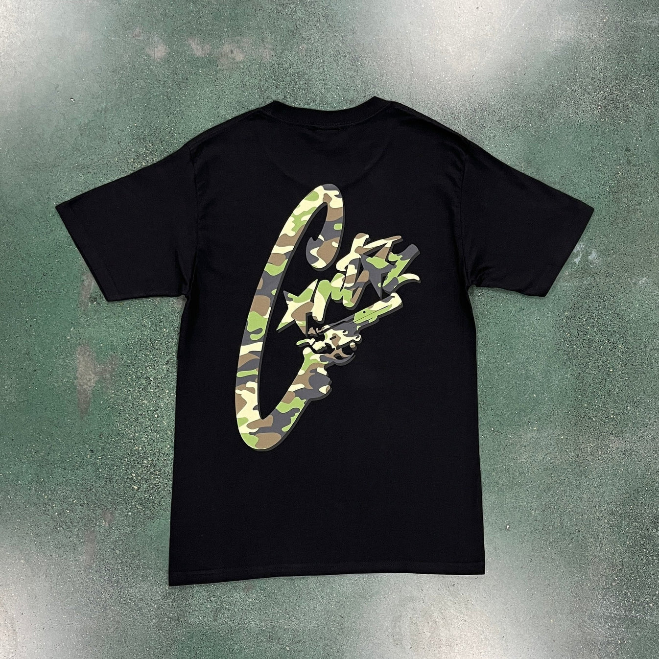 Corteiz Camo Gunslinger T-Shirt - Black/White Ironleague