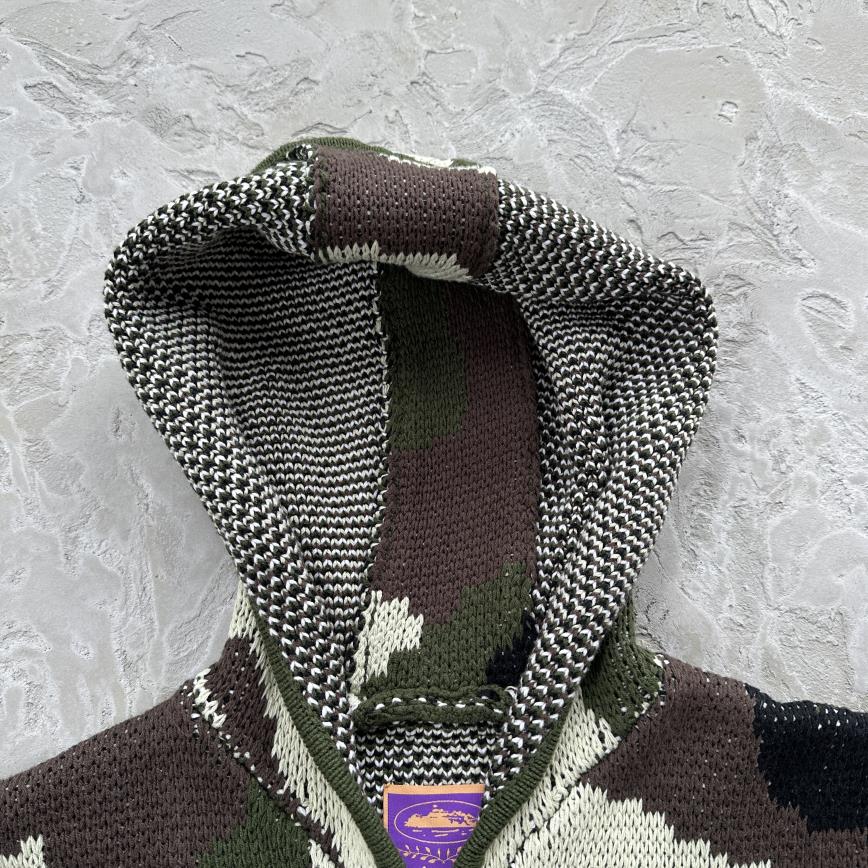 Corteiz Alcatraz Heavy Knit Zip Hoodie - Camo Ironleague