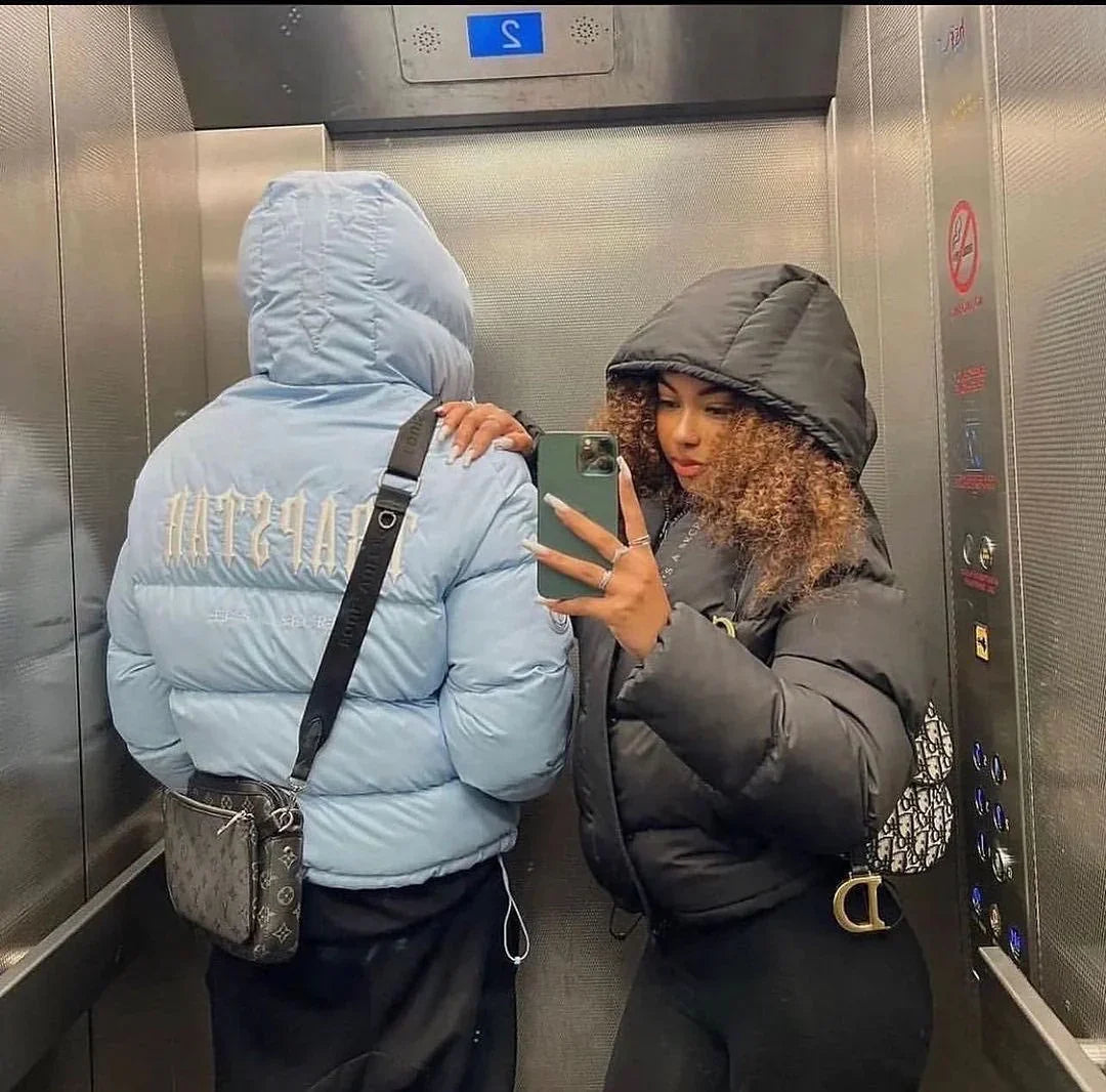 Trapstar Decoded Hooded Puffer 2.0 Jacket - Ice Blue Ironleague