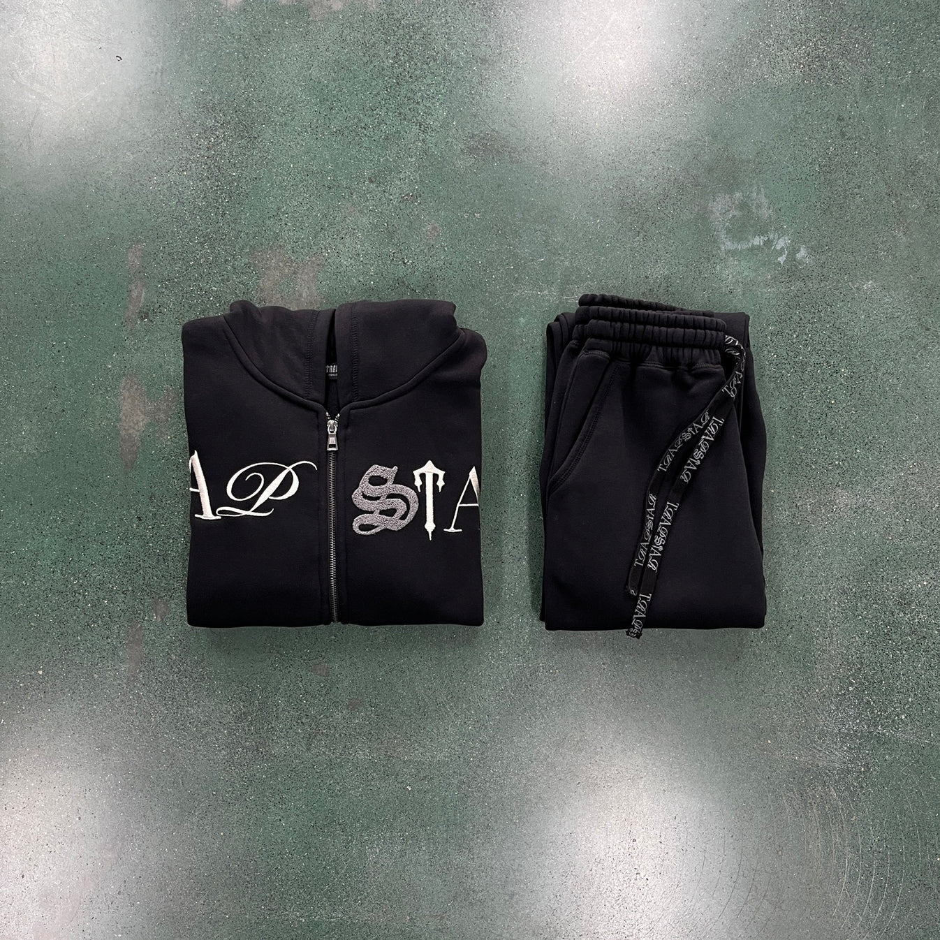 Trapstar Script Zip Through Tracksuit - Black Washed Ironleague