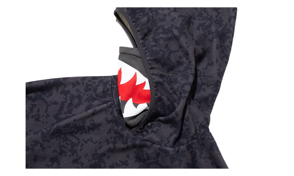 BAPE Kazuki Pixelate Camo Shark Relaxed Fit Pullover Hoodie Charcoal 1L83114901 CHARCOAL