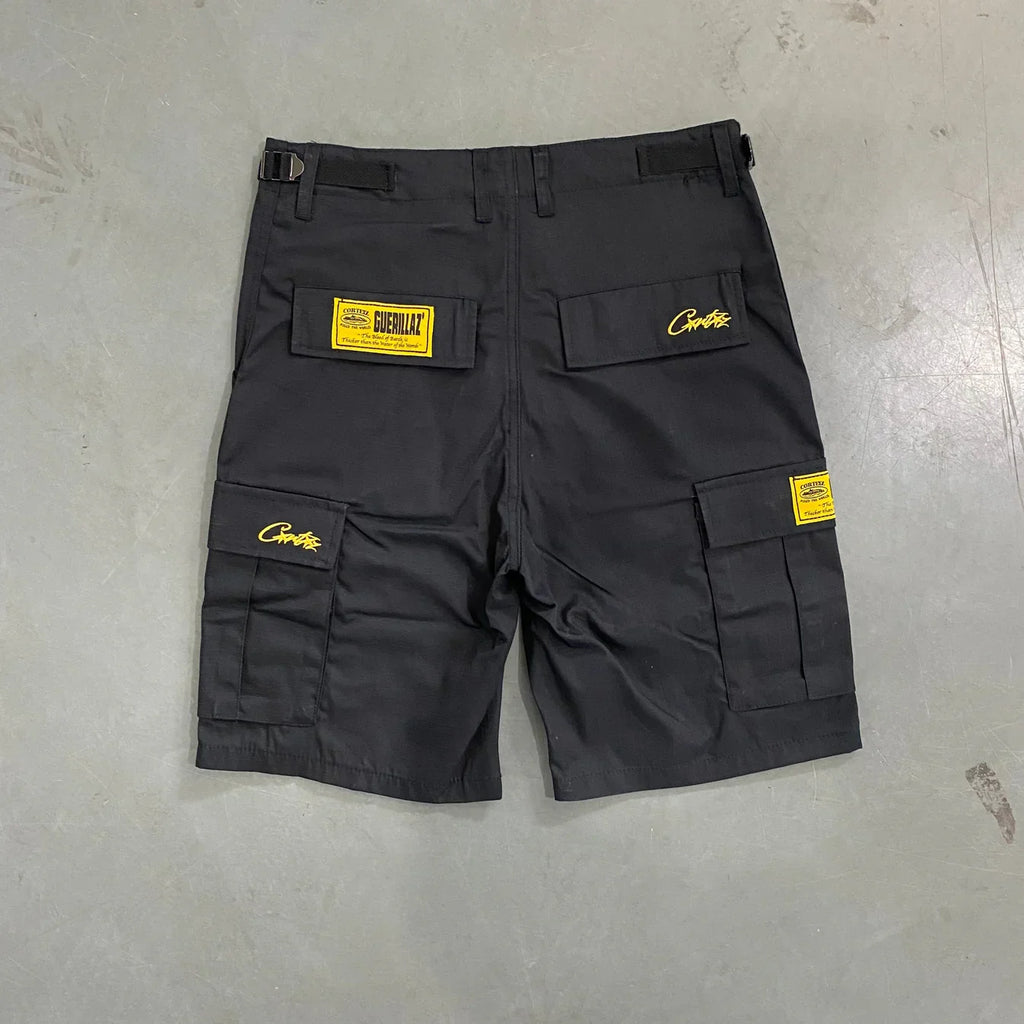 Corteiz Mula Guerillaz Shorts - Black/Yellow Ironleague