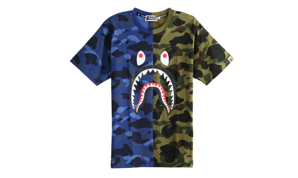 BAPE Split Camo Shark Tee Navy 1M30109009 NVY