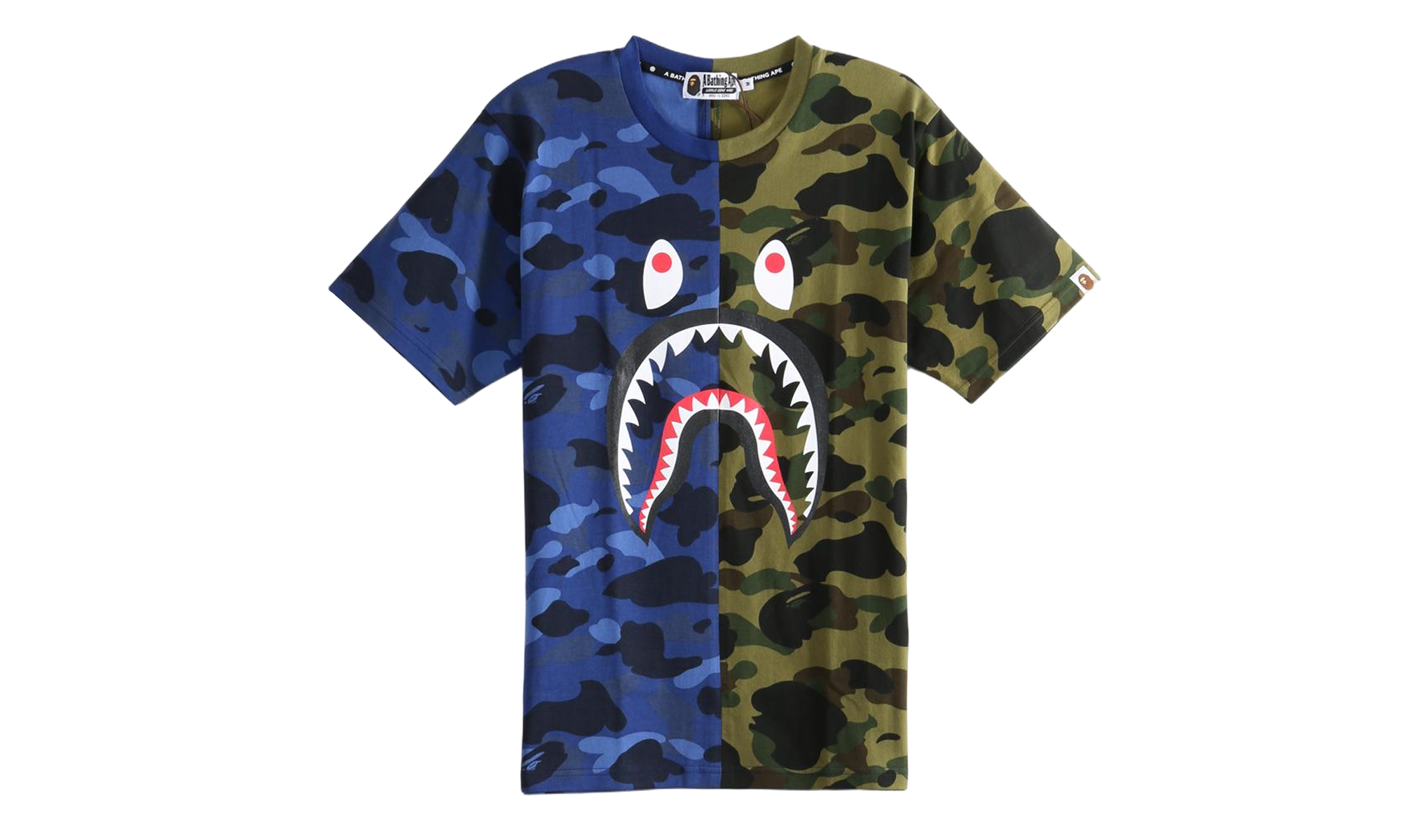 BAPE Split Camo Shark Tee Navy 1M30109009 NVY