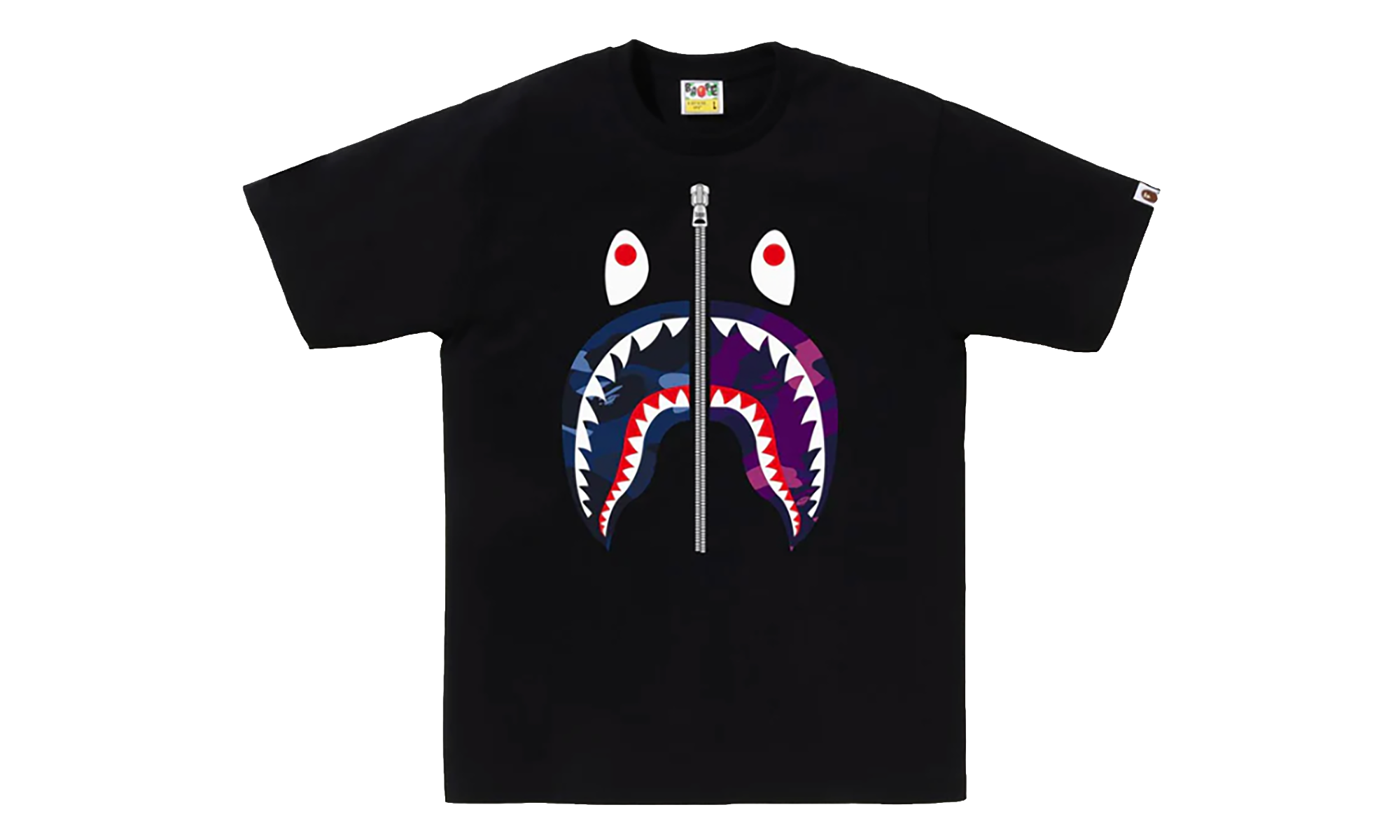 BAPE Color Camo Separate Shark Tee Black - Blue / Purple 1K80 110 021 BLACK NAVY