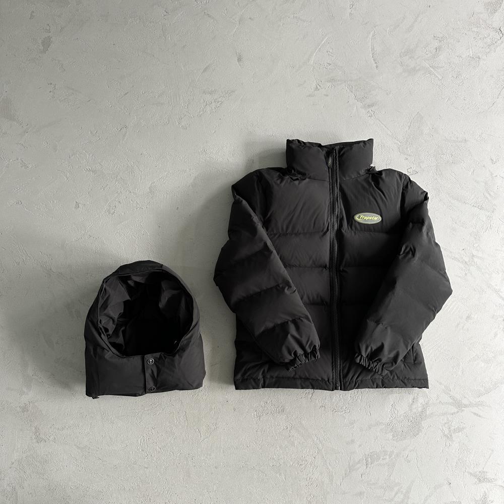 Trapstar Hyperdrive Detachable Hooded Puffer Jacket - Black/Lime Ironleague