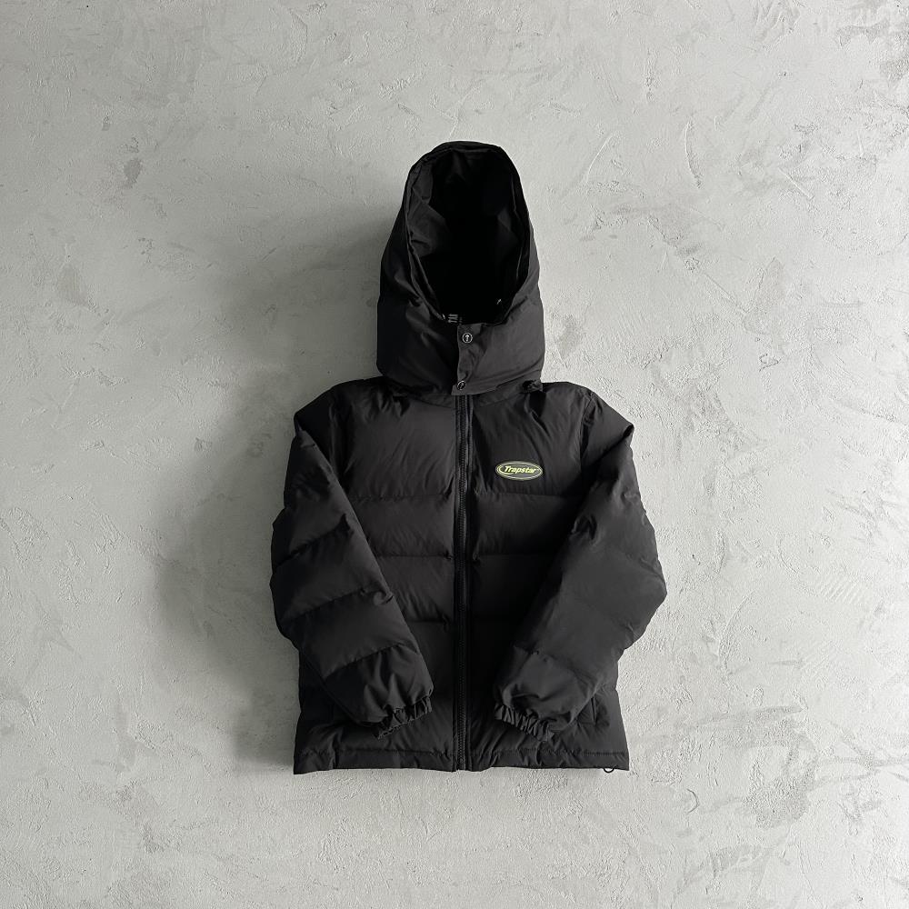 Trapstar Hyperdrive Detachable Hooded Puffer Jacket - Black/Lime Ironleague