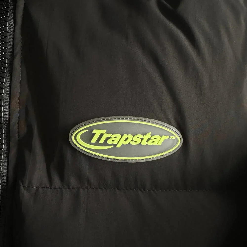Trapstar Hyperdrive Detachable Hooded Puffer Jacket - Black/Lime Ironleague