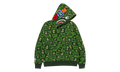BAPE Distortion Shark Relaxed Fit Full Zip Hoodie Green 1I80 115 002 GREEN