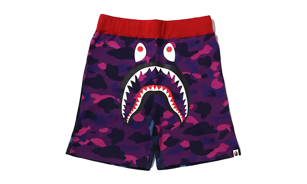 BAPE Crazy Camo Shark Sweat Shorts Purple 1I20 153 003 PURPLE