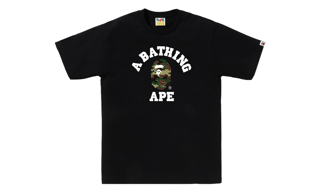 BAPE Glitch Woodland Camo College Tee Black / Green Camo 0ZXTEM031101Q BKM
