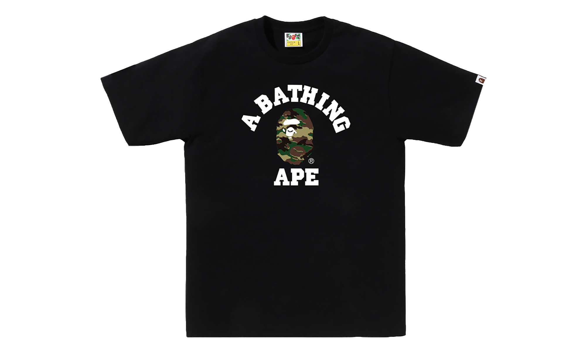 BAPE Glitch Woodland Camo College Tee Black / Green Camo 0ZXTEM031101Q BKM