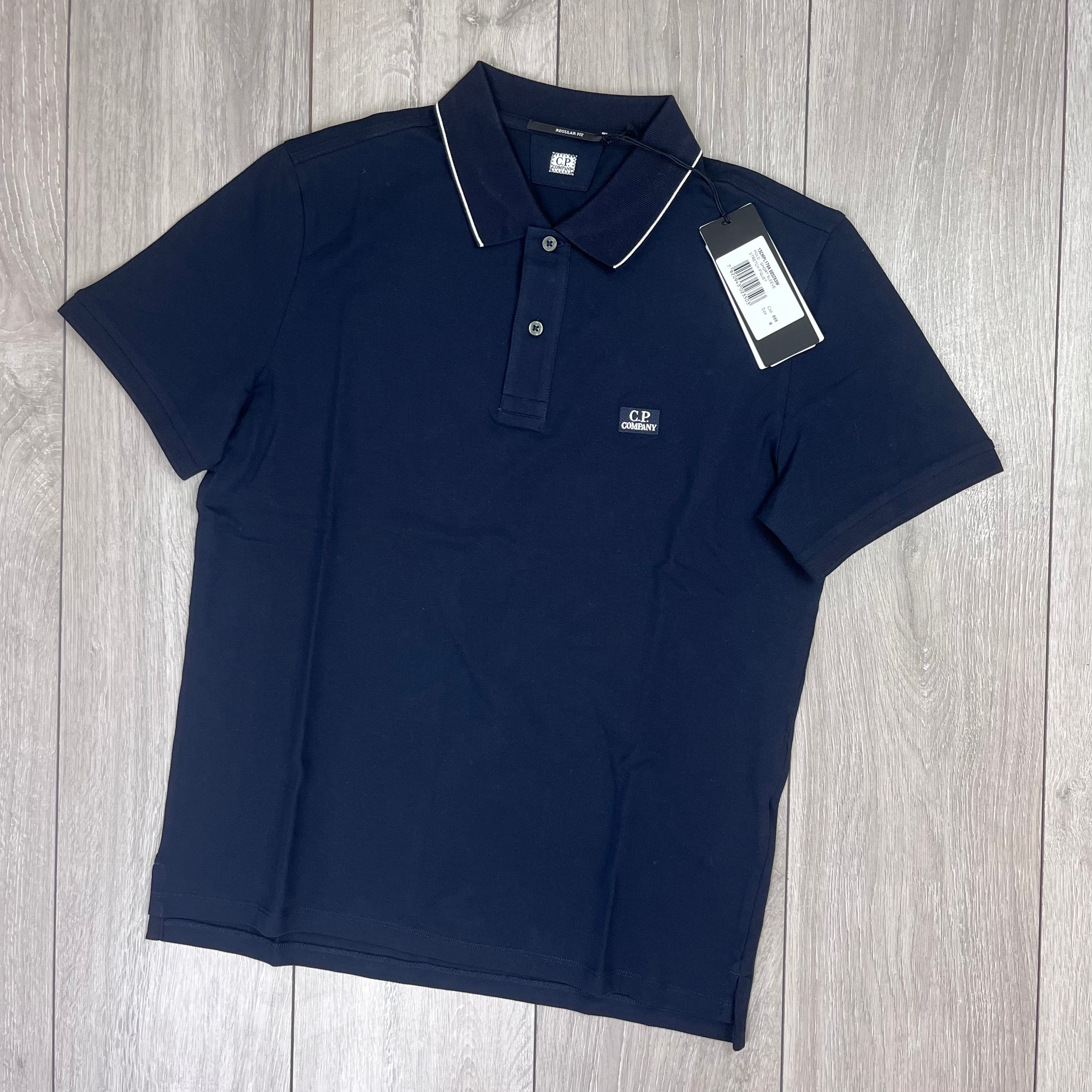 CP Company Piquet Polo Shirt - Navy Ironleague