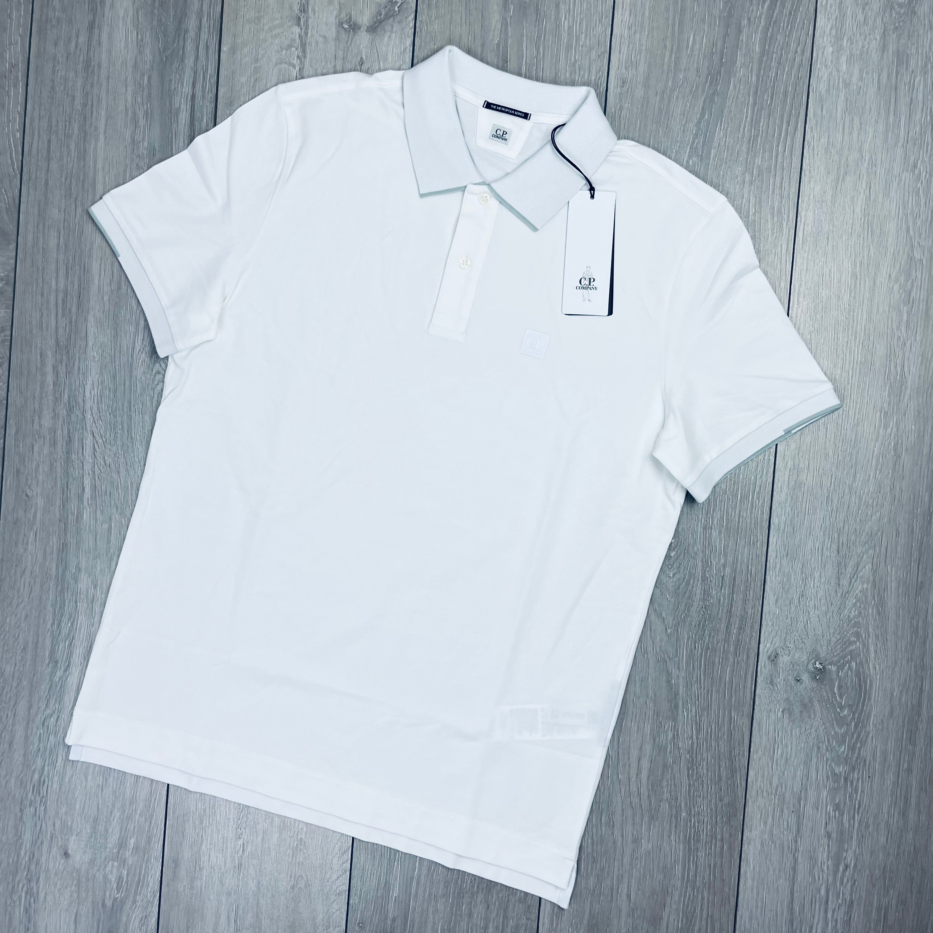 CP Company Metropolis Polo Shirt - White Ironleague