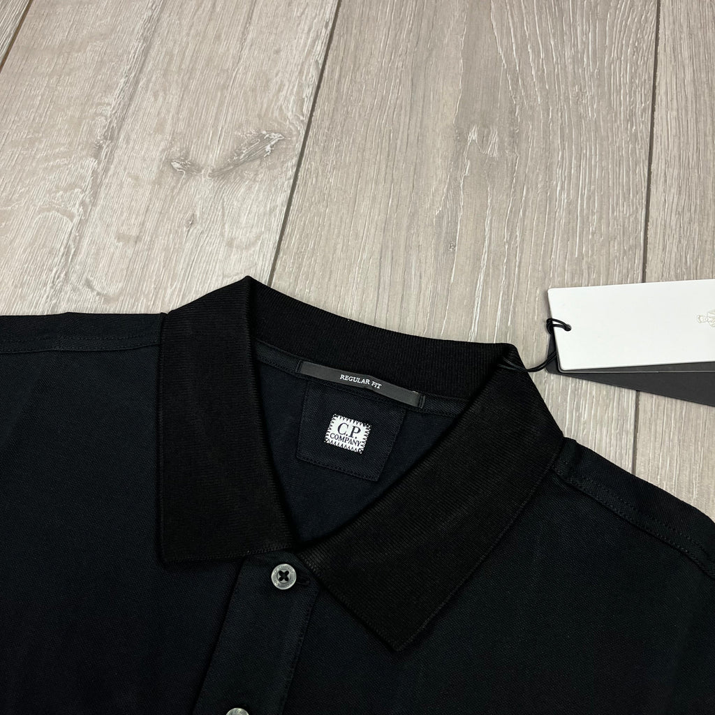 CP Company Piquet Polo Shirt - Black Ironleague