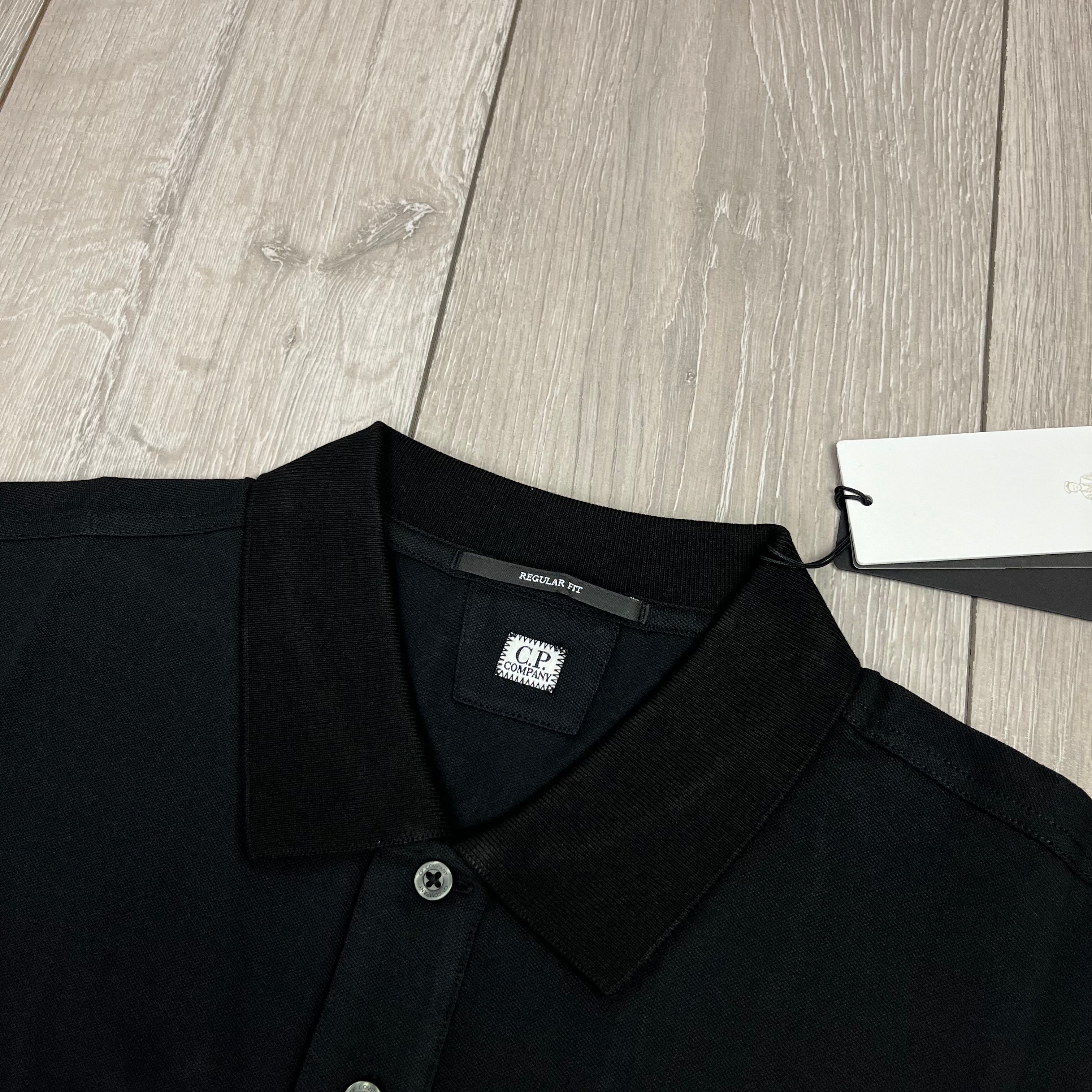 CP Company Piquet Polo Shirt - Black Ironleague