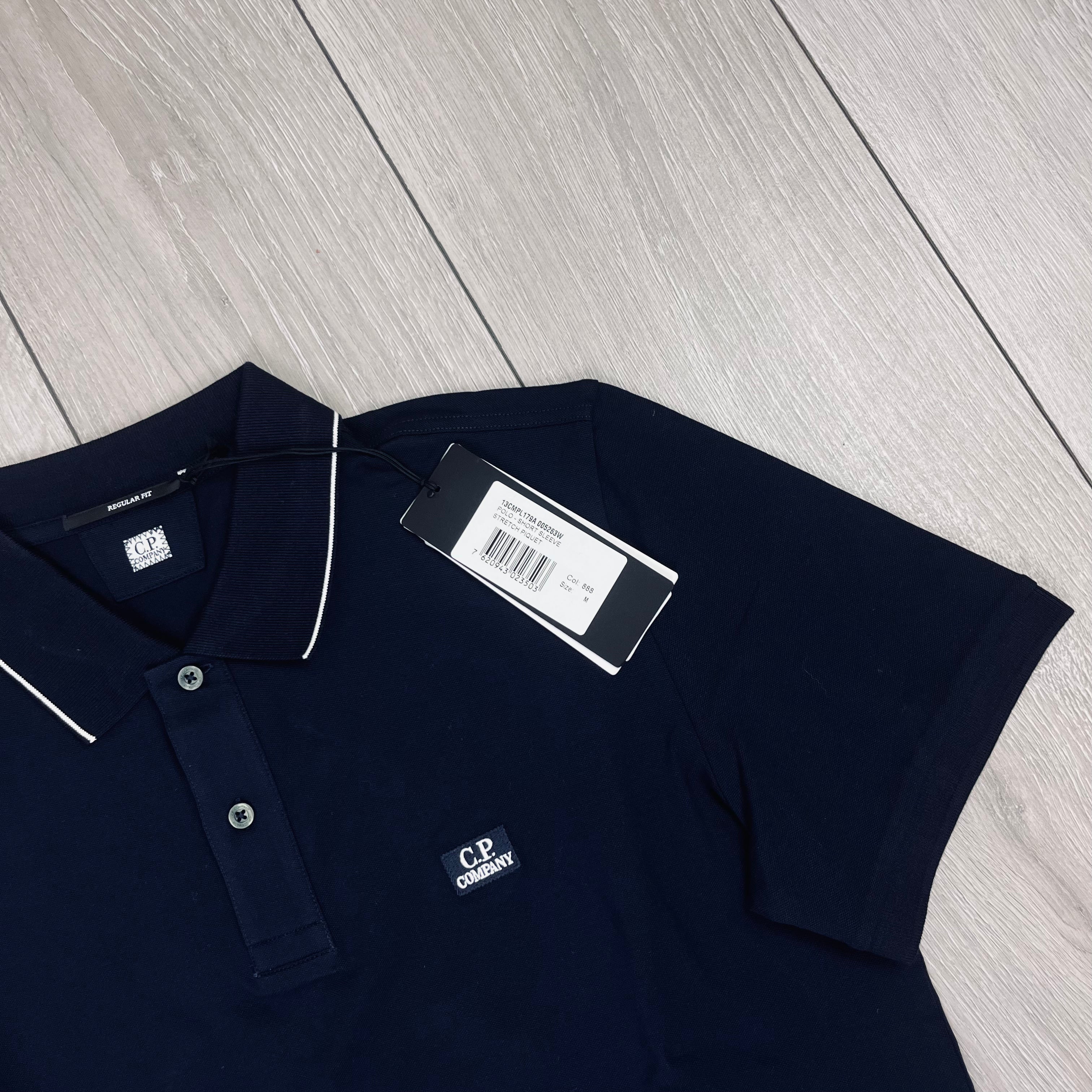 CP Company Piquet Polo Shirt - Navy Ironleague