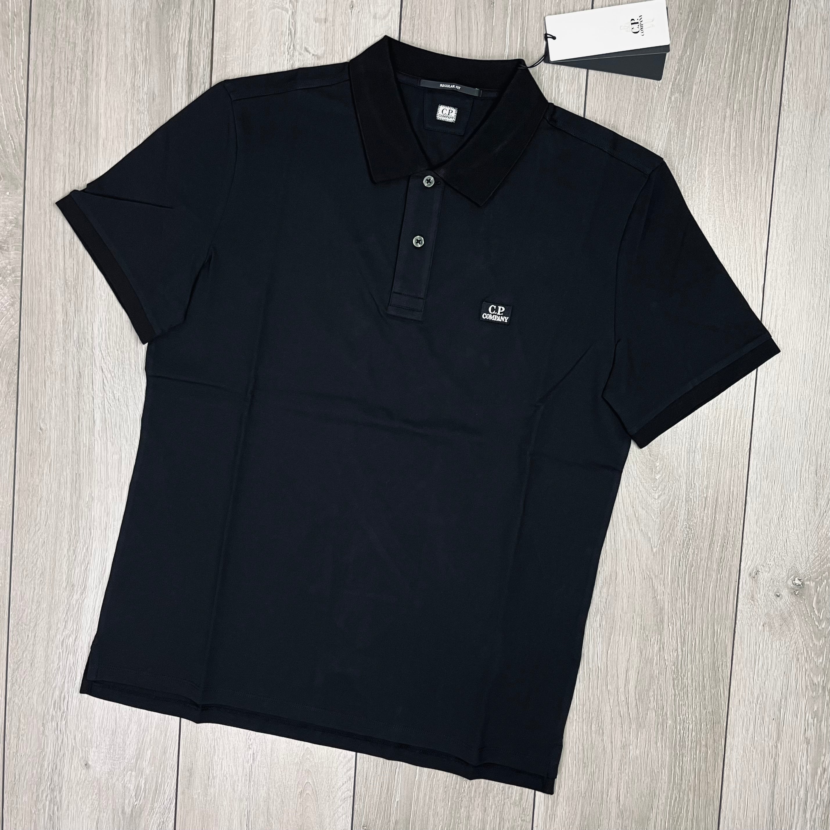 CP Company Piquet Polo Shirt - Black Ironleague