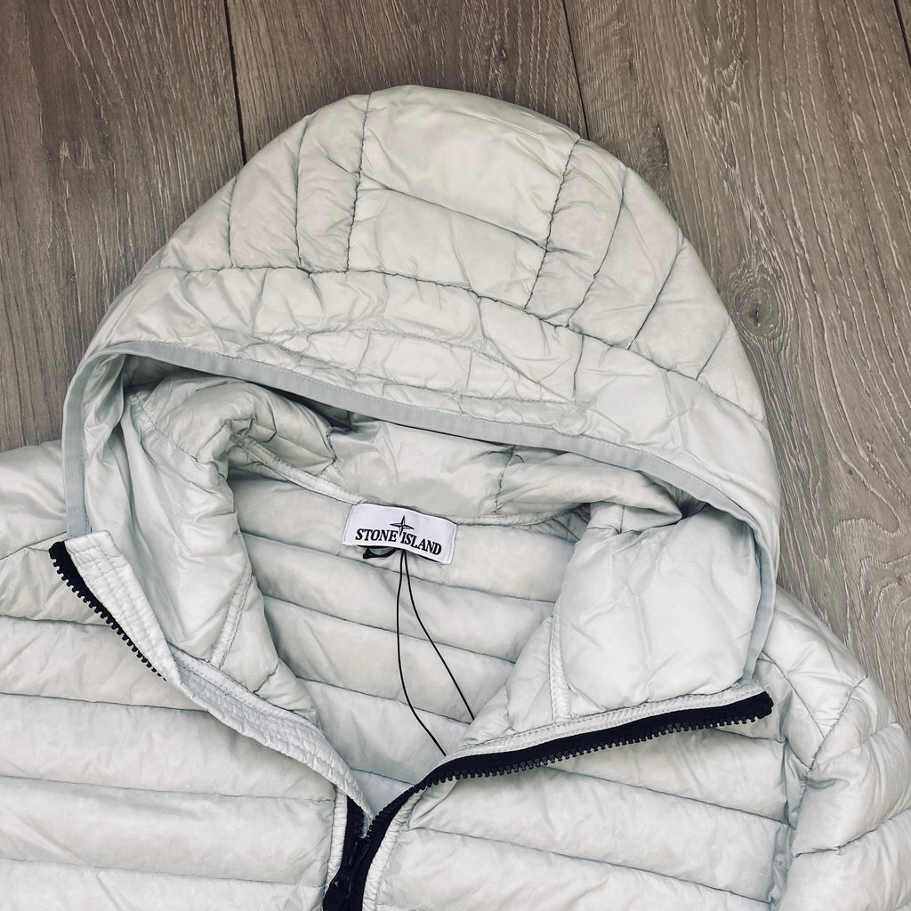 Stone Island Woven Down Jacket - Pearl Grey Ironleague