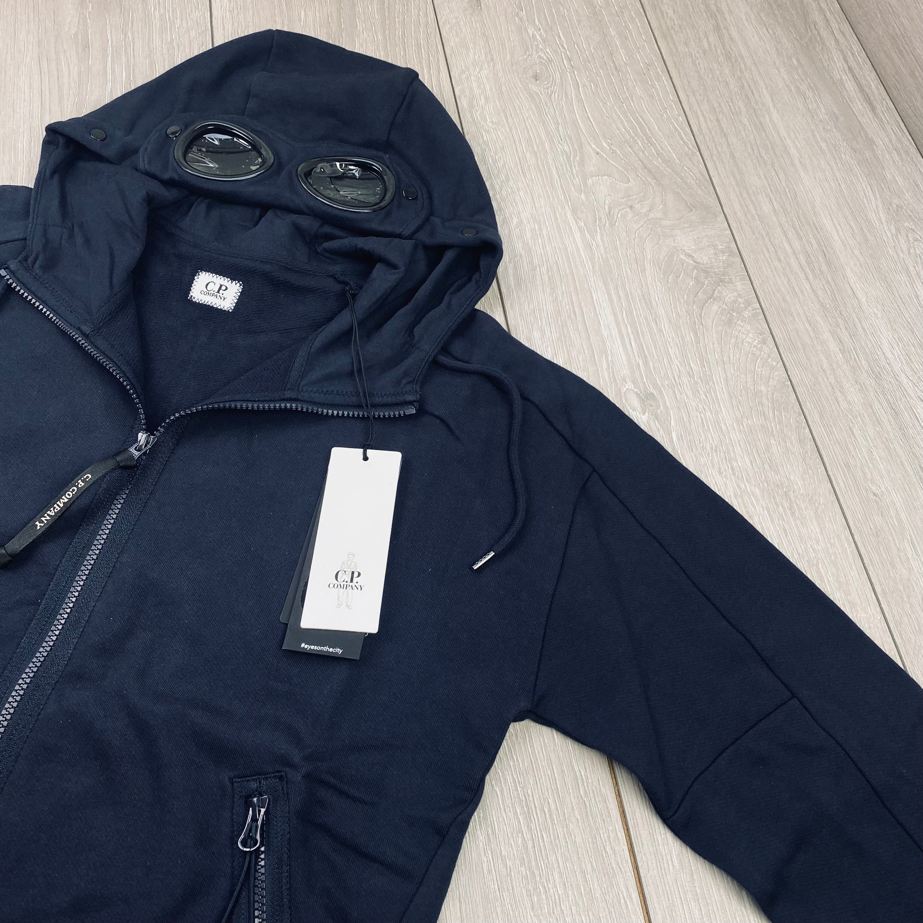 CP Company Raised Fleece Goggle Hoodie - Navy Ironleague