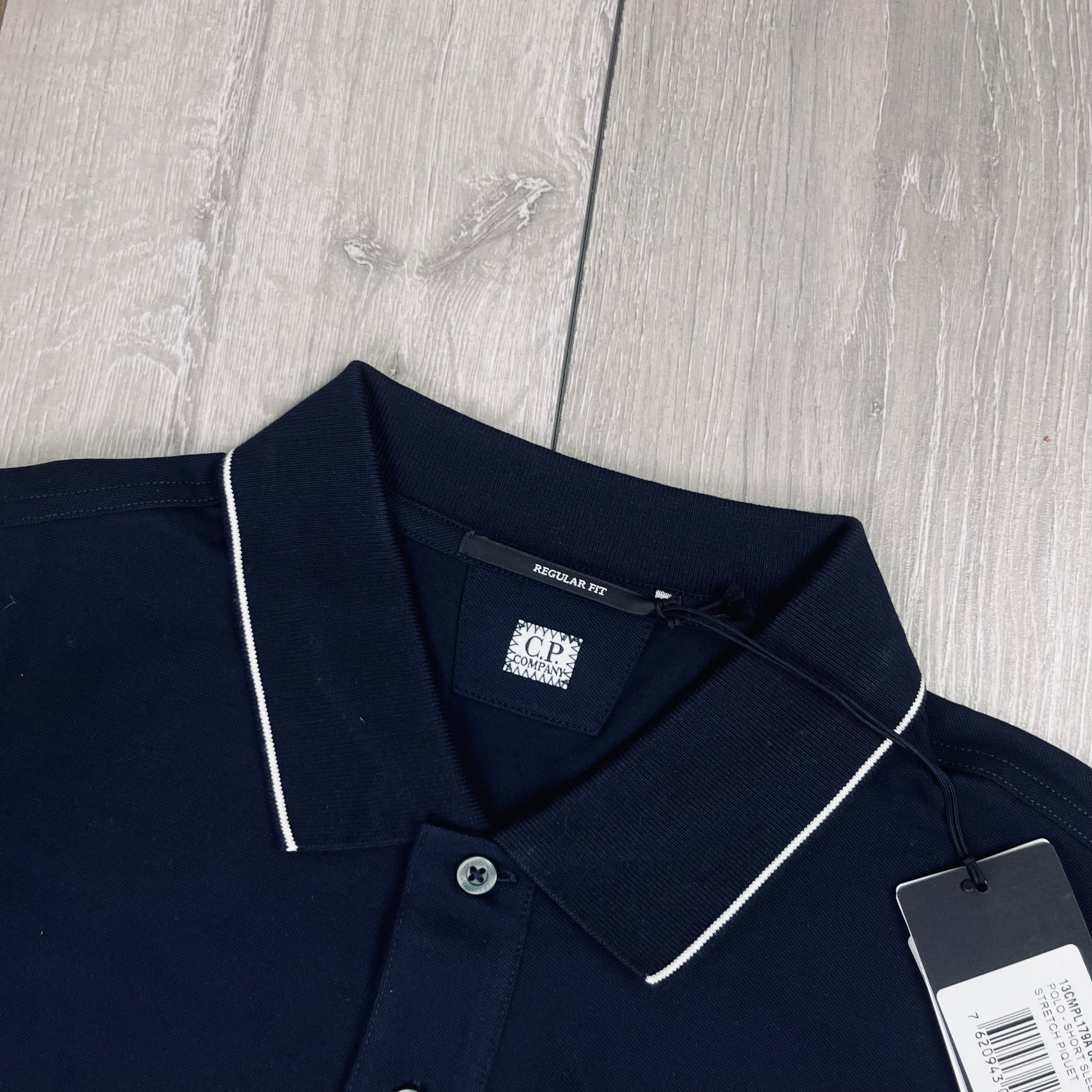 CP Company Piquet Polo Shirt - Navy Ironleague