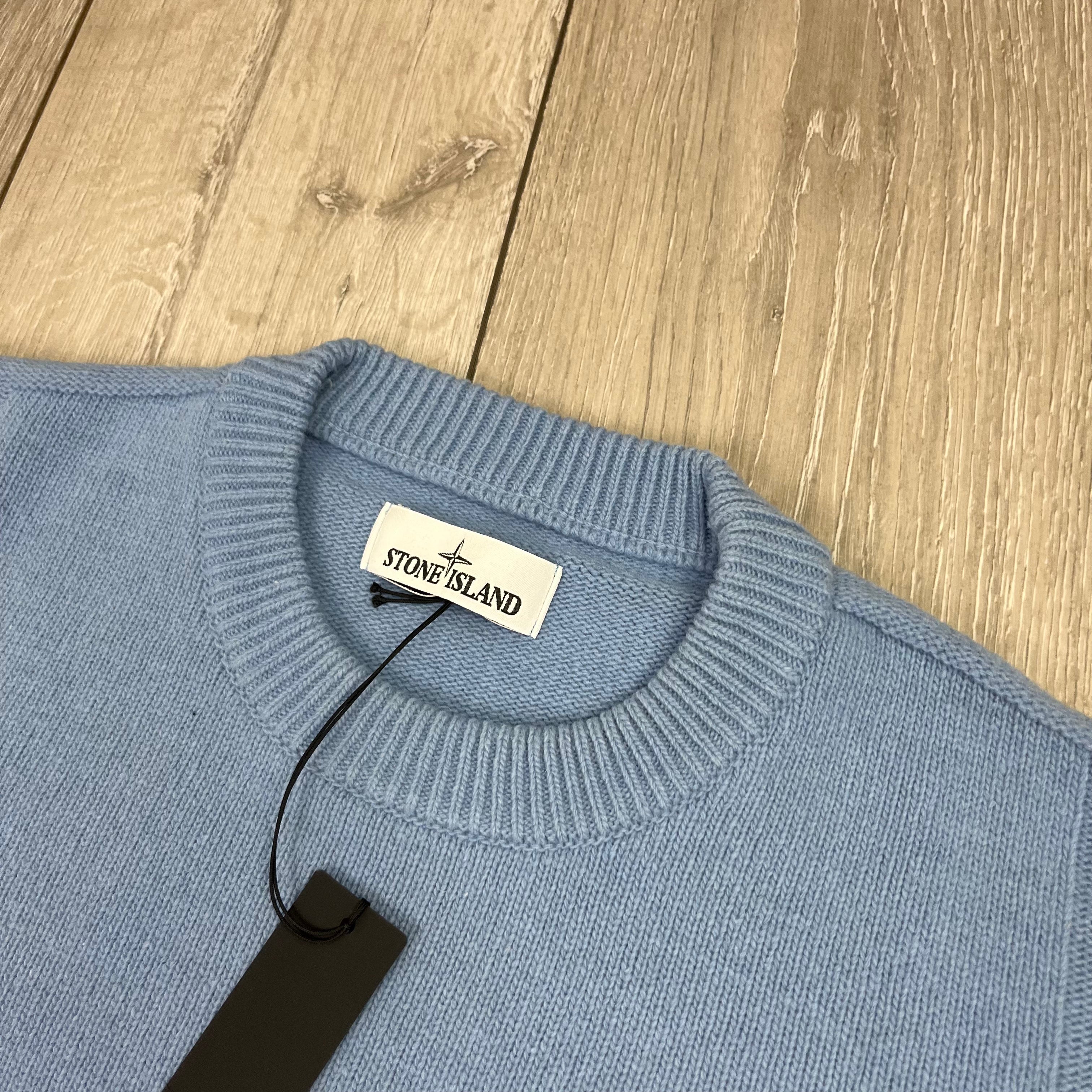 Stone Island Knit Sweatshirt - Mid Blue Ironleague