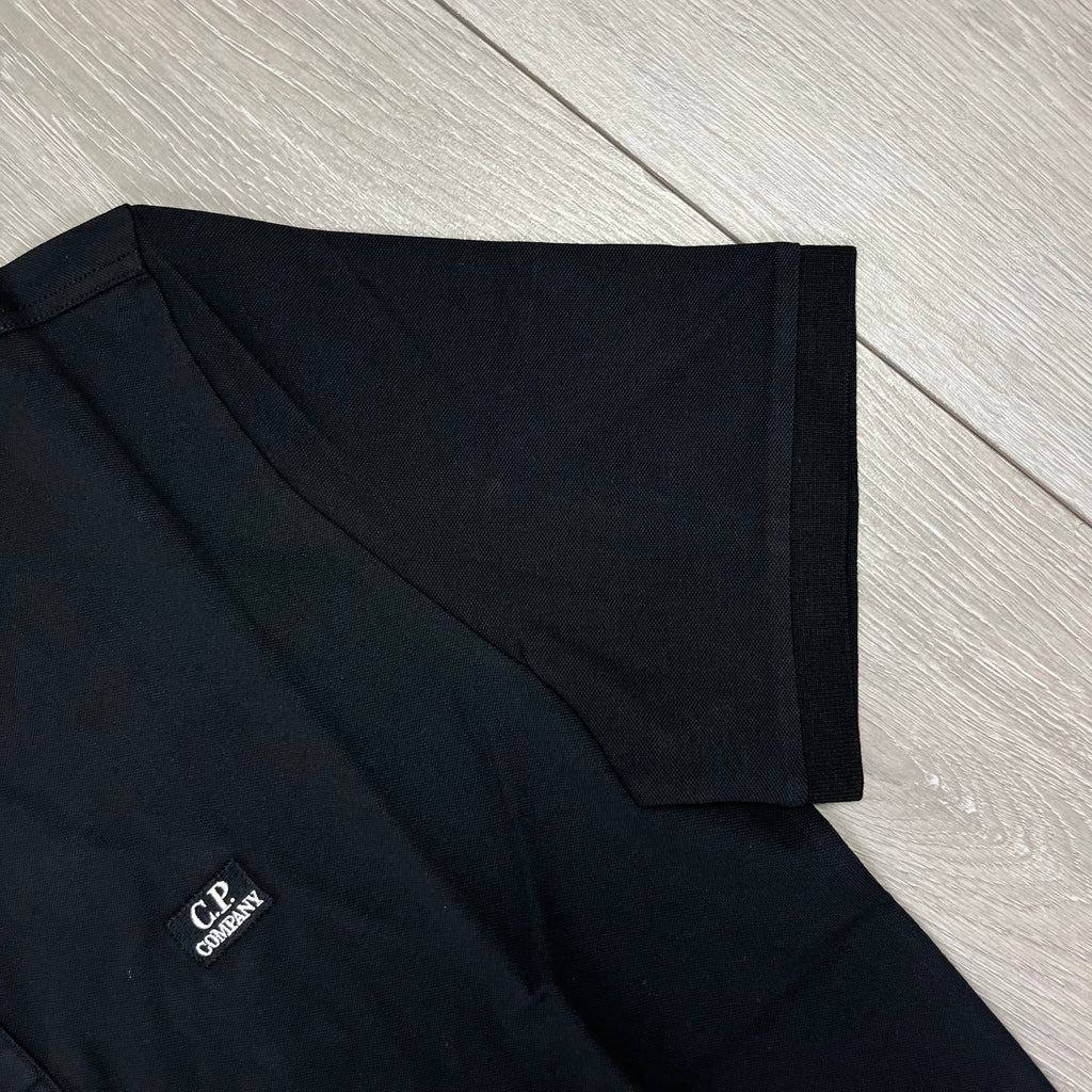 CP Company Piquet Polo Shirt - Black Ironleague