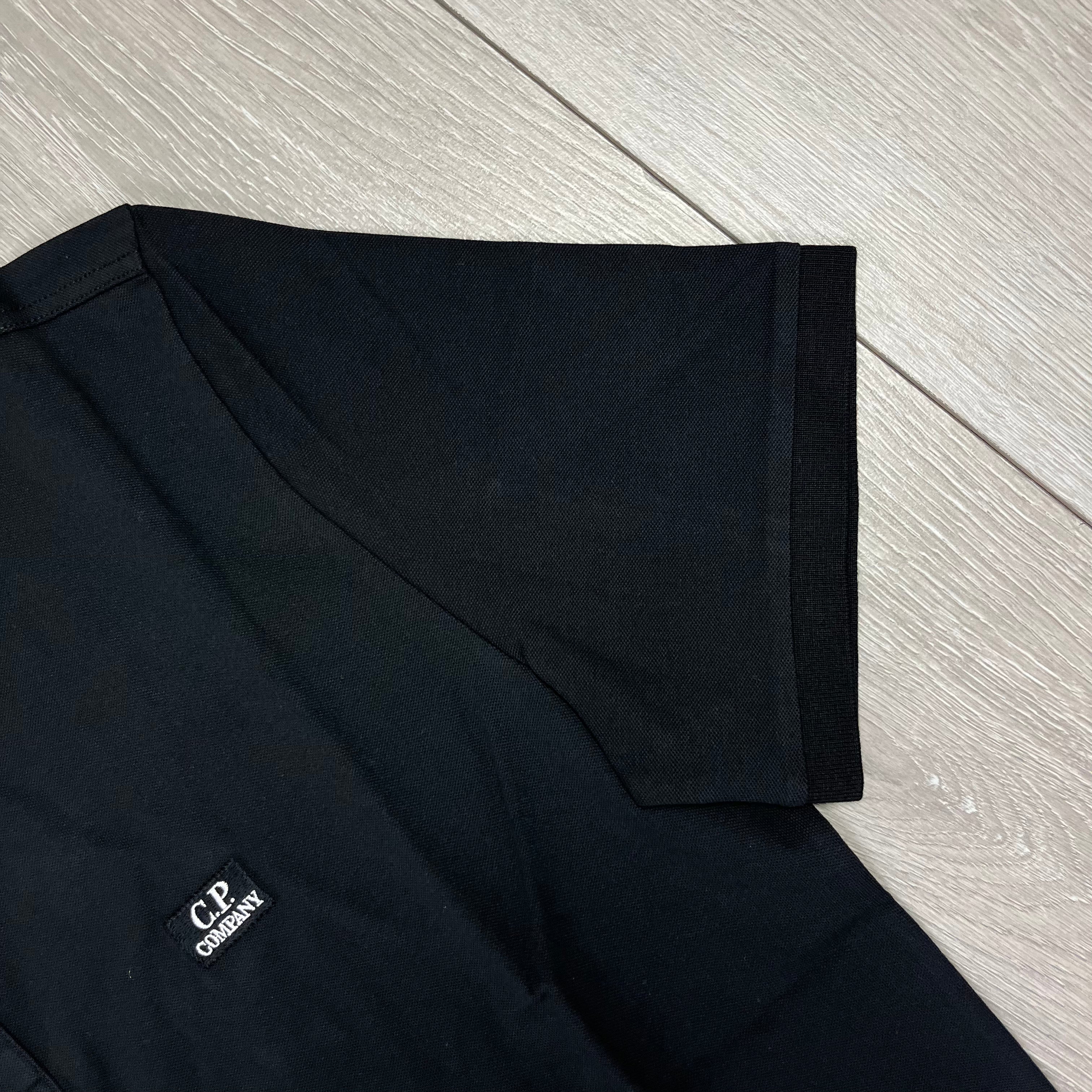 CP Company Piquet Polo Shirt - Black Ironleague
