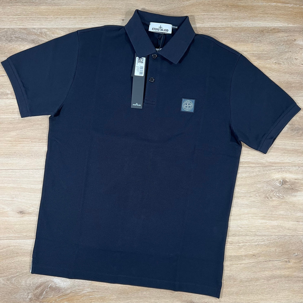 Stone Island Organic Cotton Pique Regular Fit Polo Shirt in Navy Ironleague