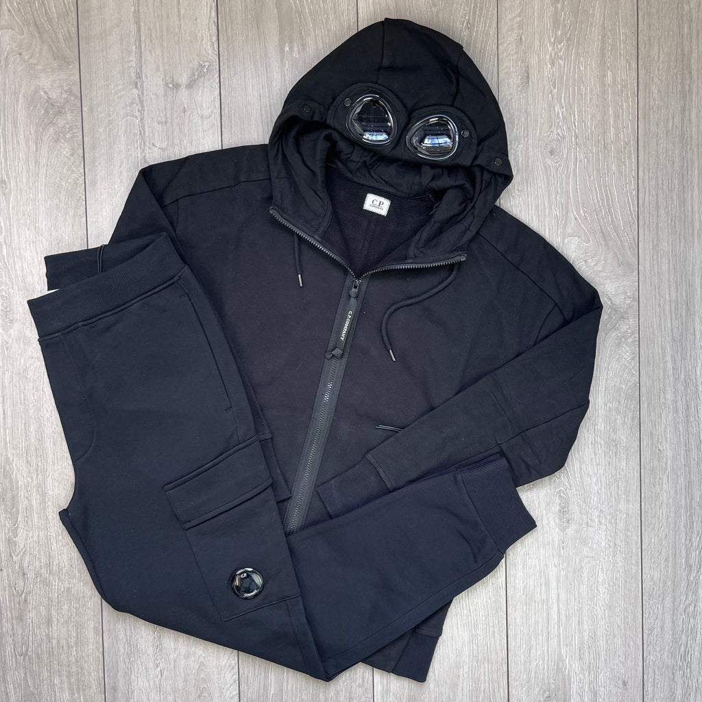 CP Company Raised Fleece Tracksuit - Black Ironleague